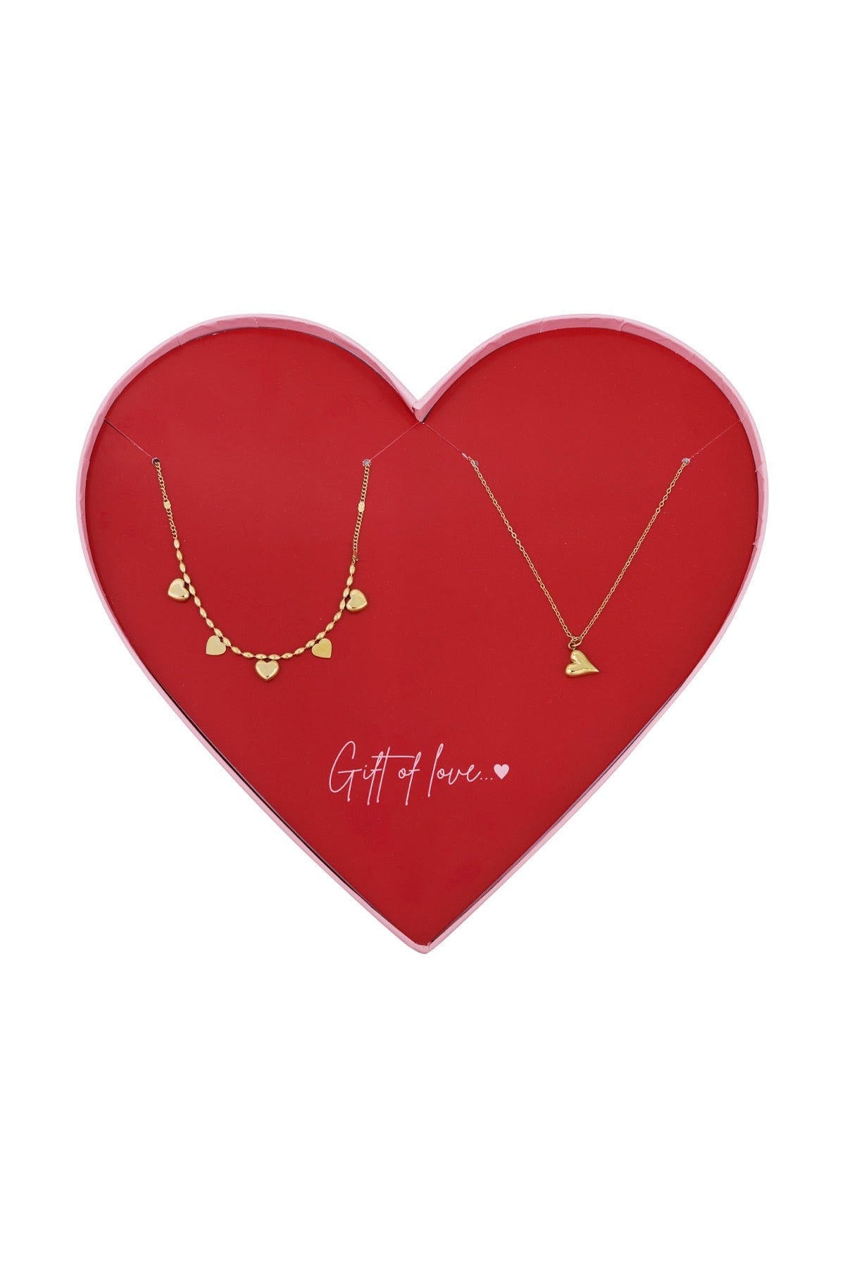 Gift of love 2 different hart ketting goud