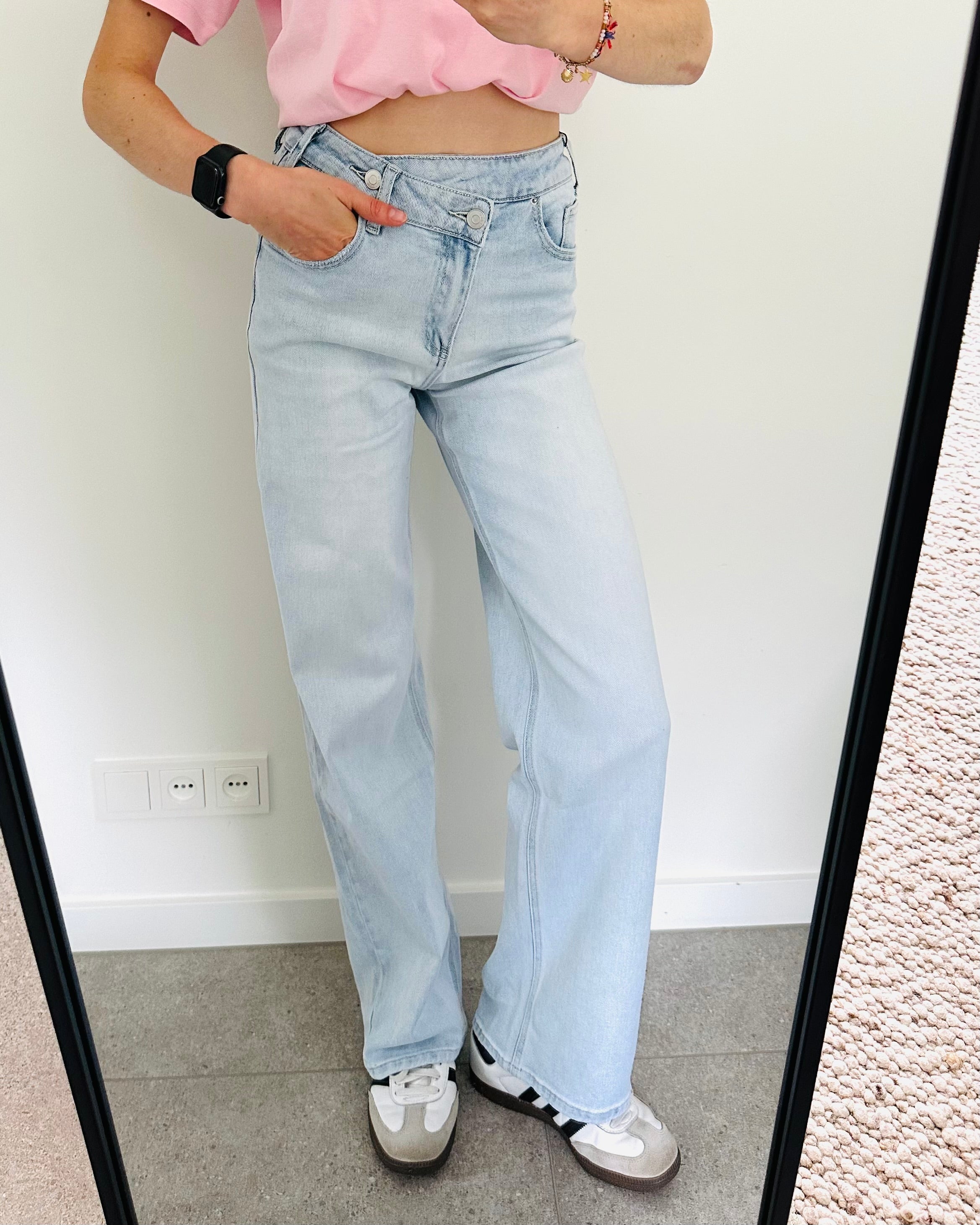 Cross waist jeans light blue