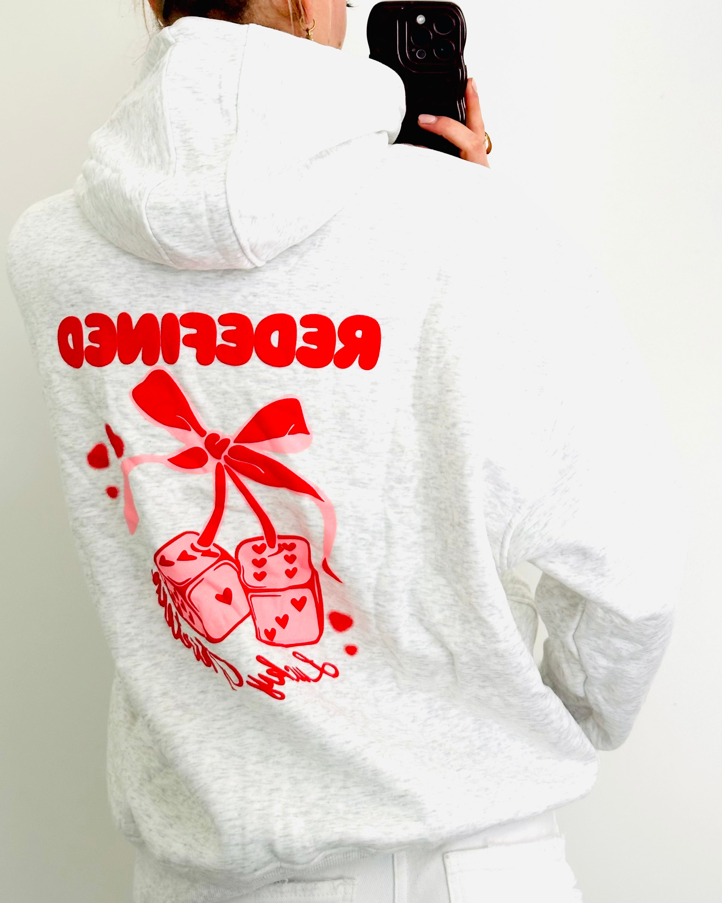 Redefined bow hoodie pink red