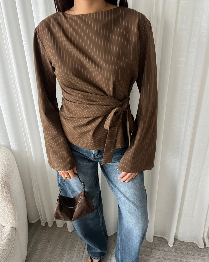 Dana deluxe top stripe brown