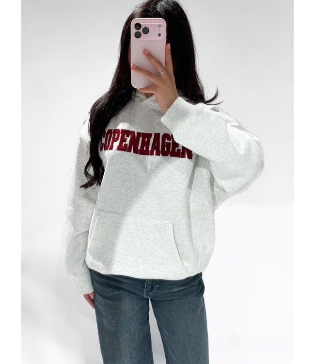 Copenhagen hoodie grijs bordeaux