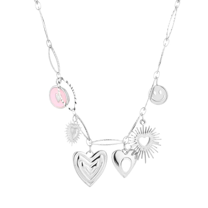 Good heart ketting zilver roze