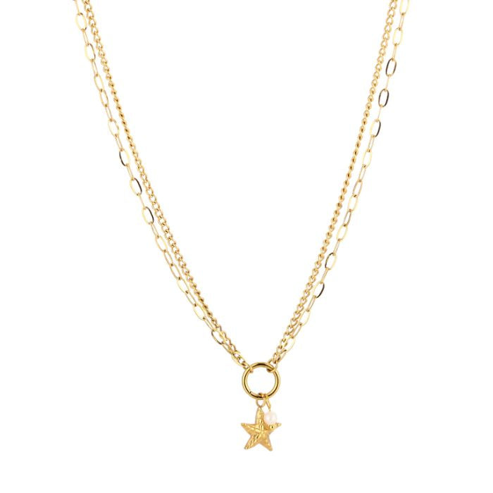 Double star ketting goud