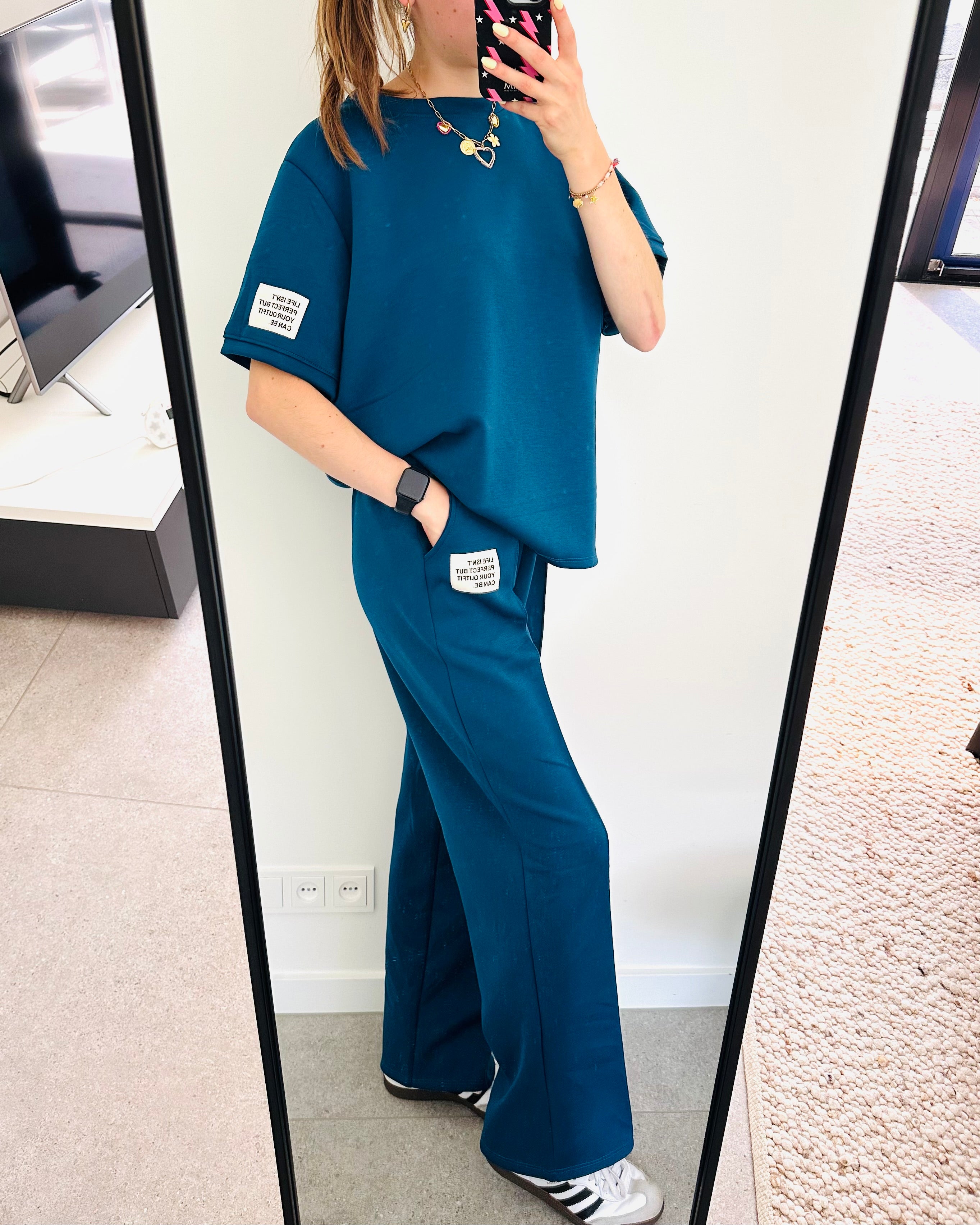 Oversized amy set lange broek petrol