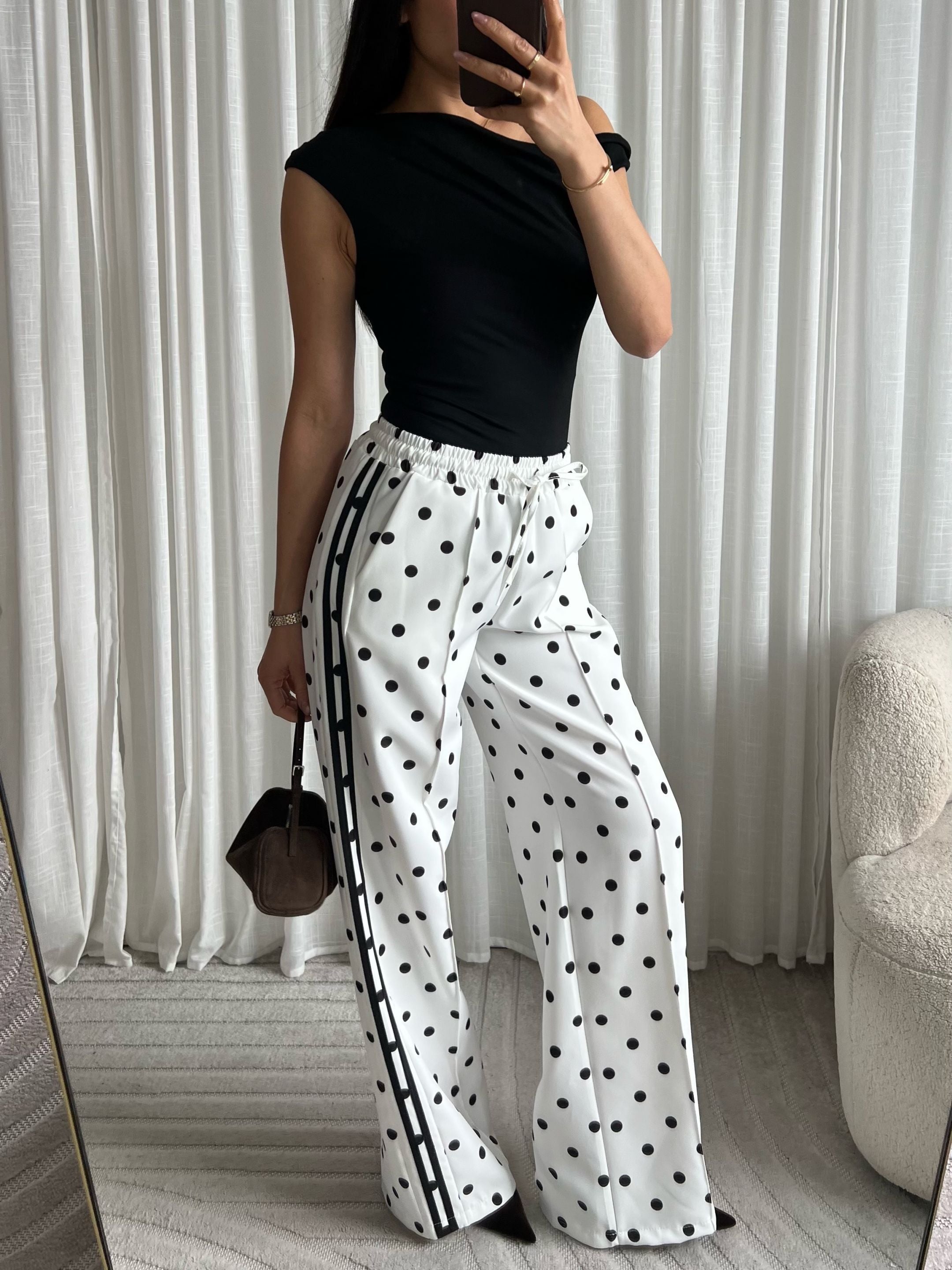 Limited polka dots pants white