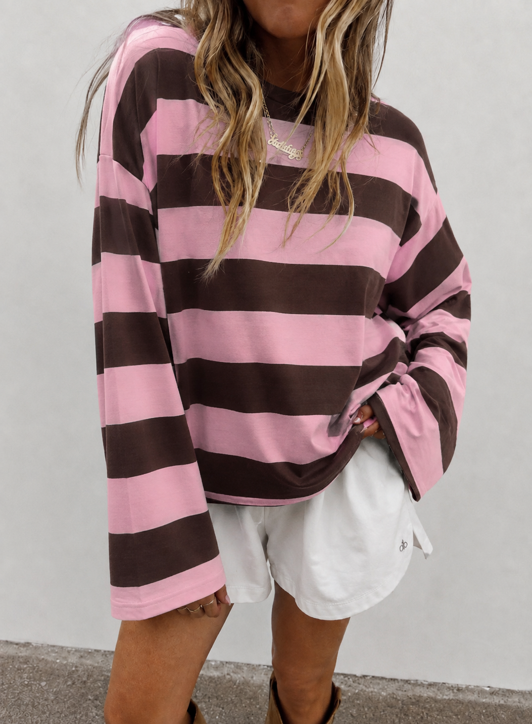 Striped sweatshirt pink brown pre order