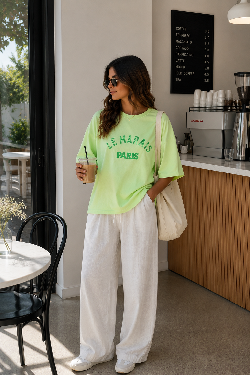 Le Marais shortsleeve lime groen