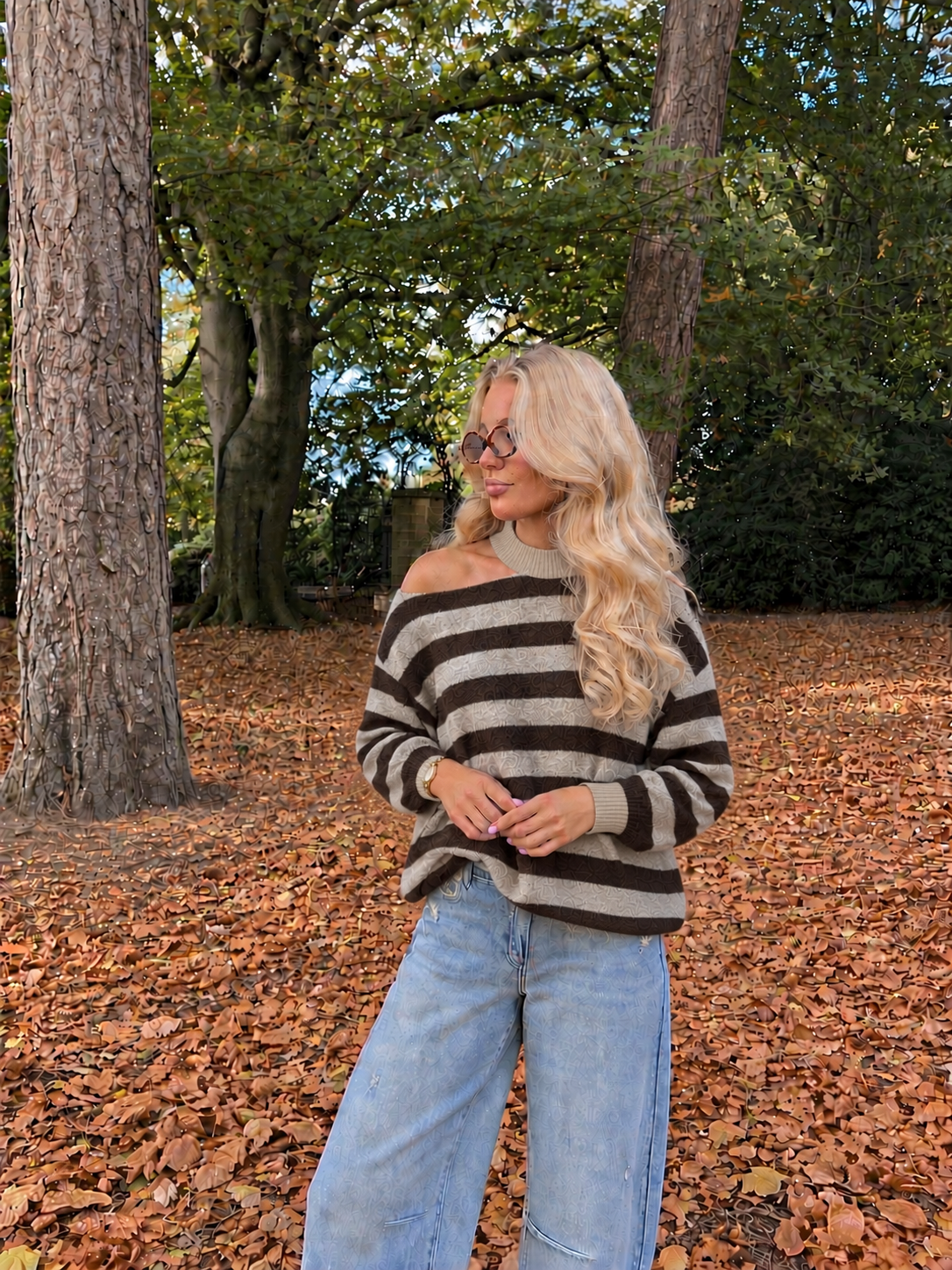 Chloé Choker Knit striped Beige/Brown