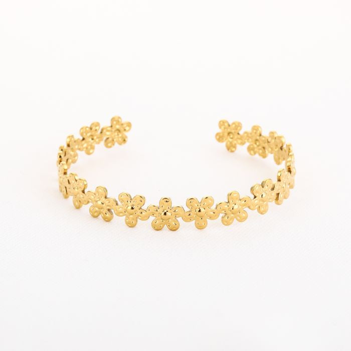 Flower bangle armband goud