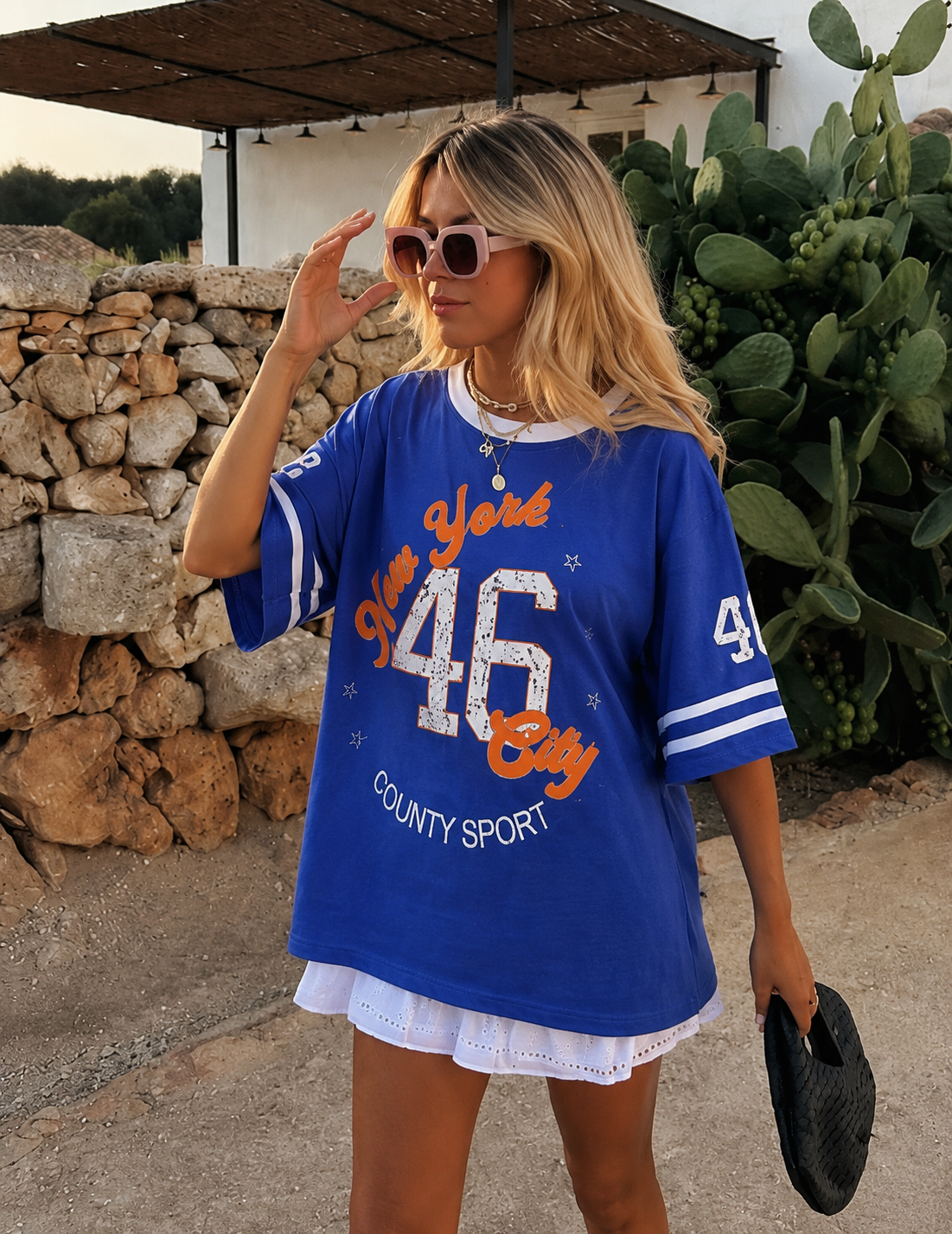New York Baseball shirt kobalt