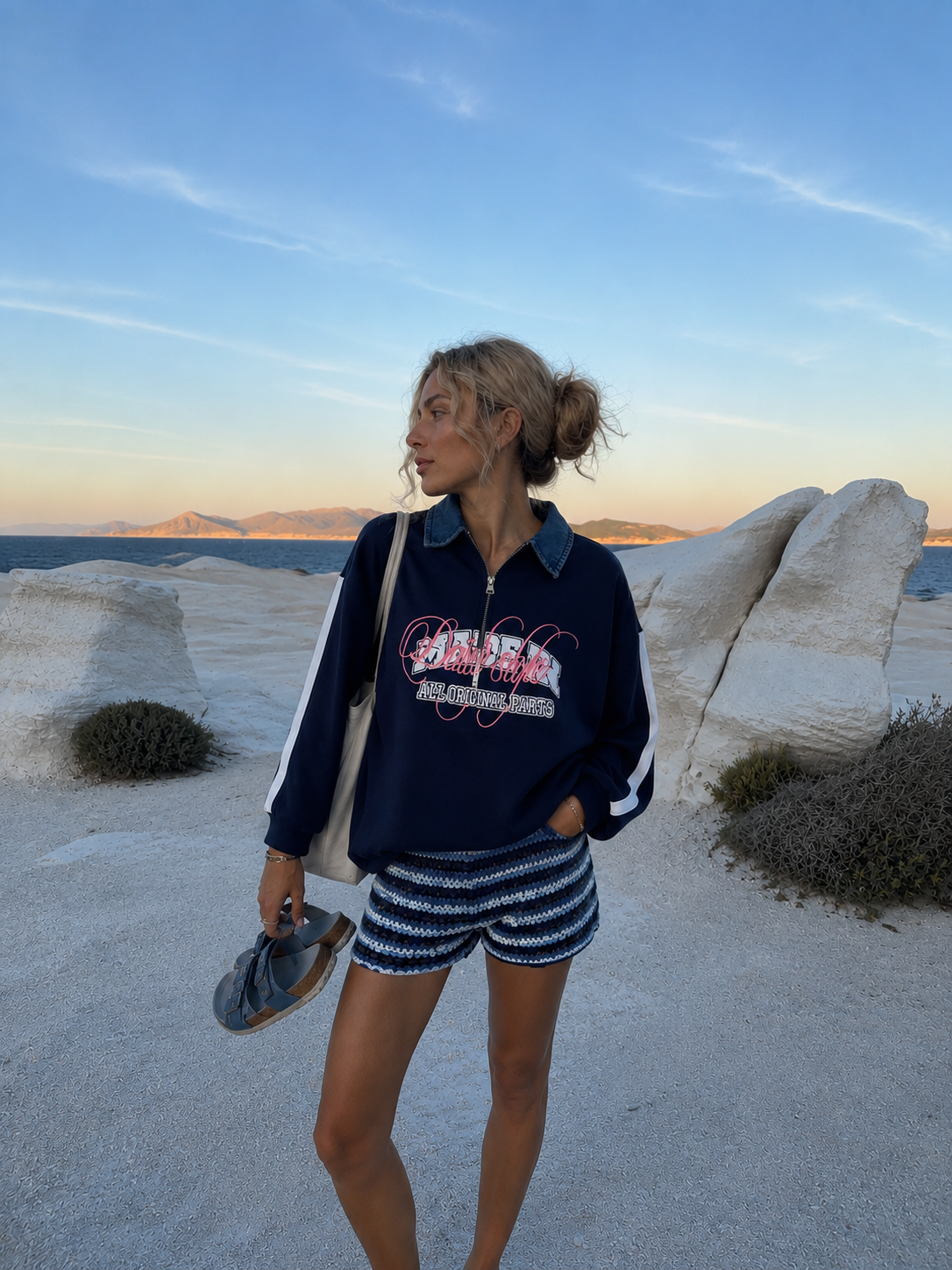 Daily style longsleeve navy pink