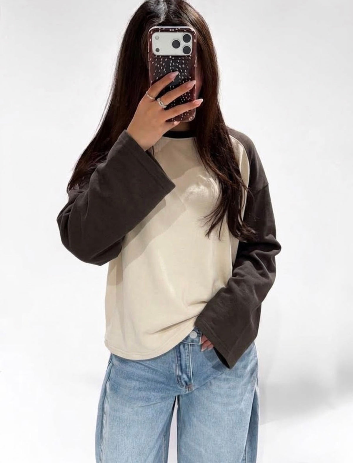 Double longsleeve beige brown