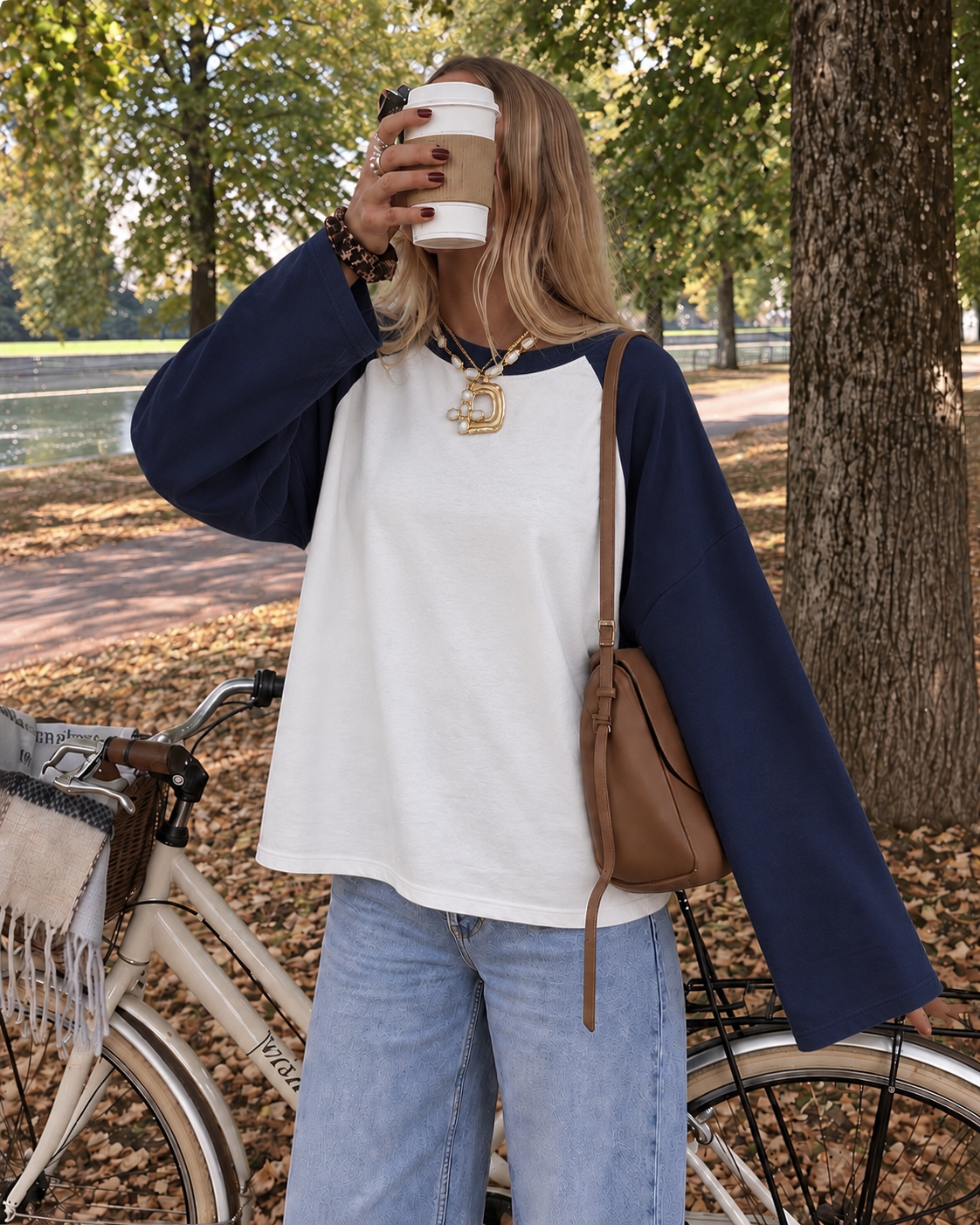 Double longsleeve white navy