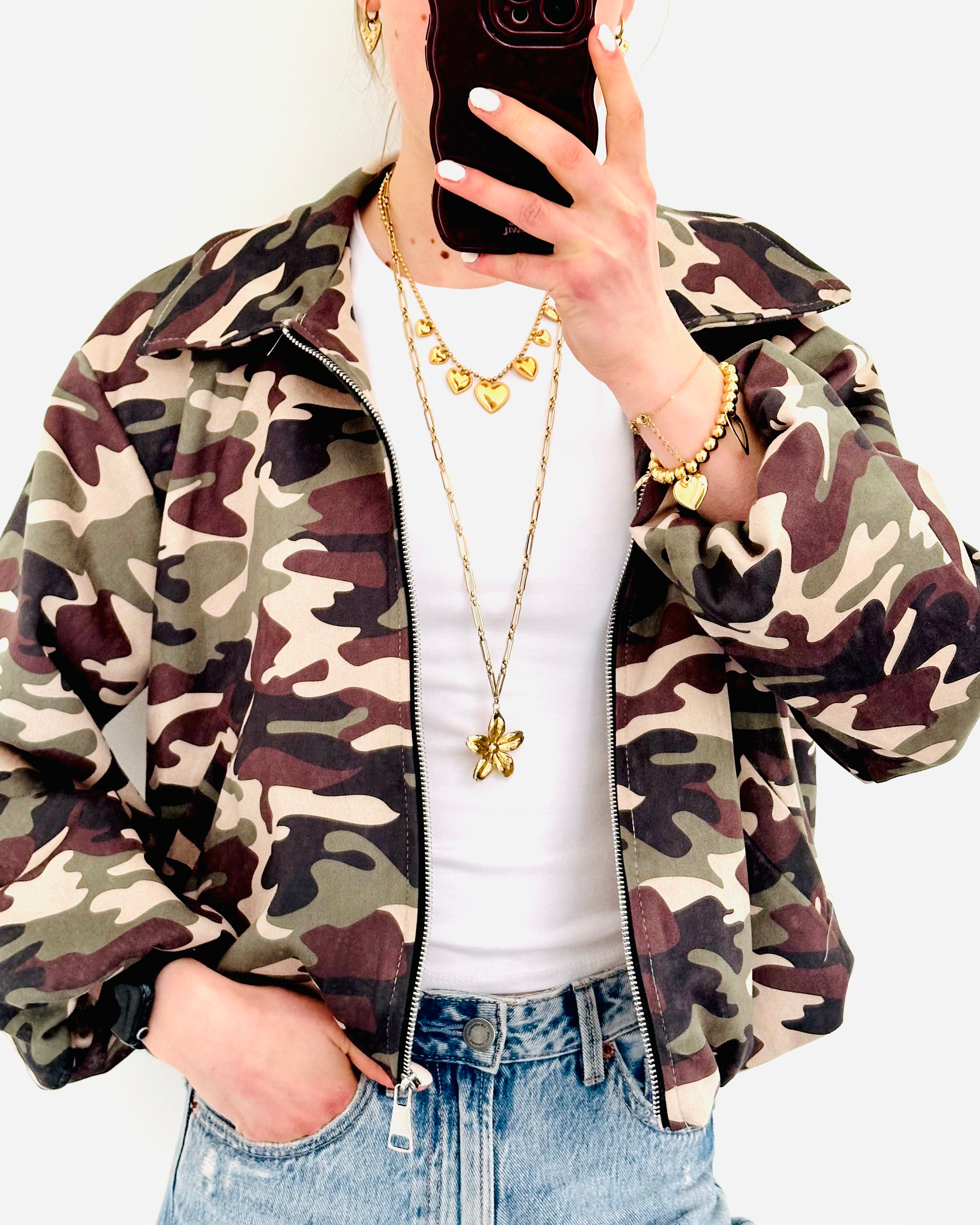 Spring jacket suede leger print