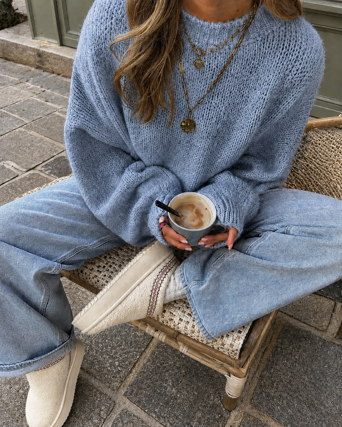 Comfy trui light denim