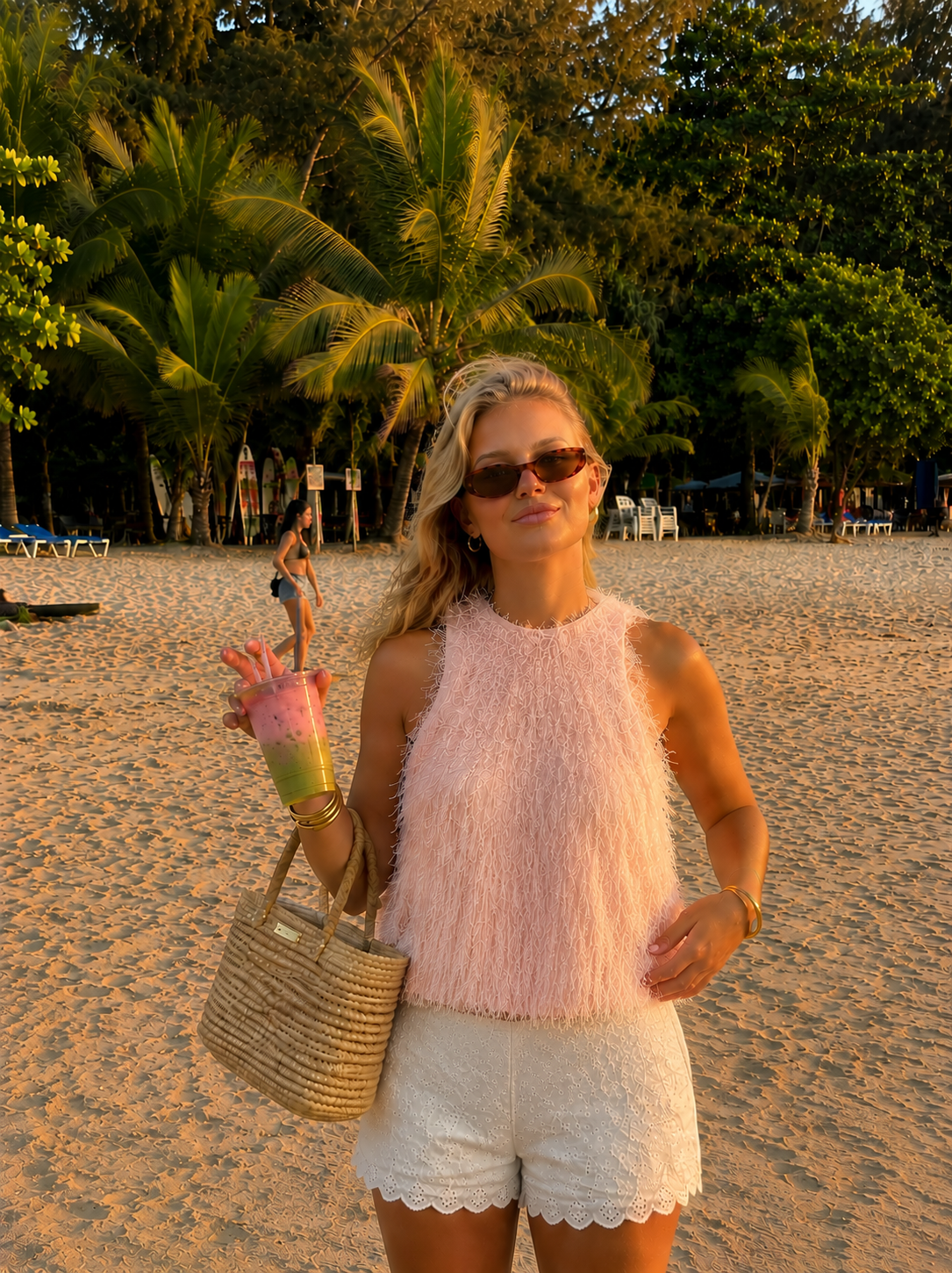 Bali top ruffle pink