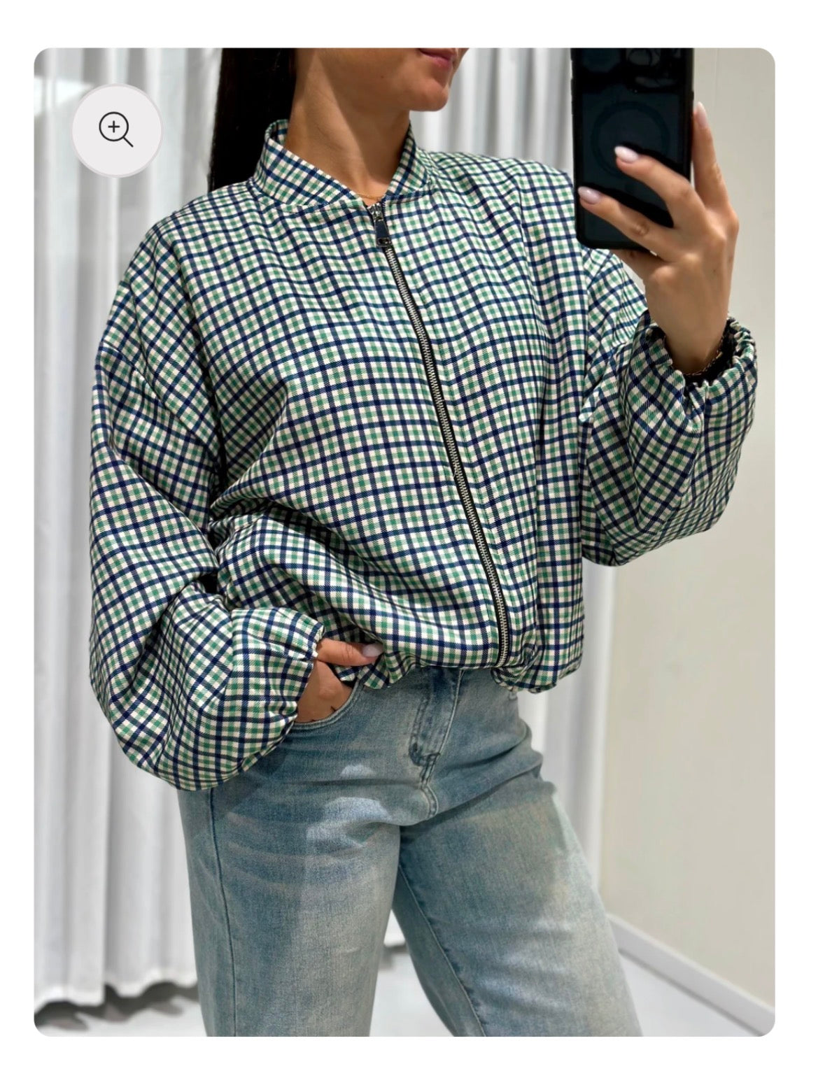 Fall jacket geruit blauw groen