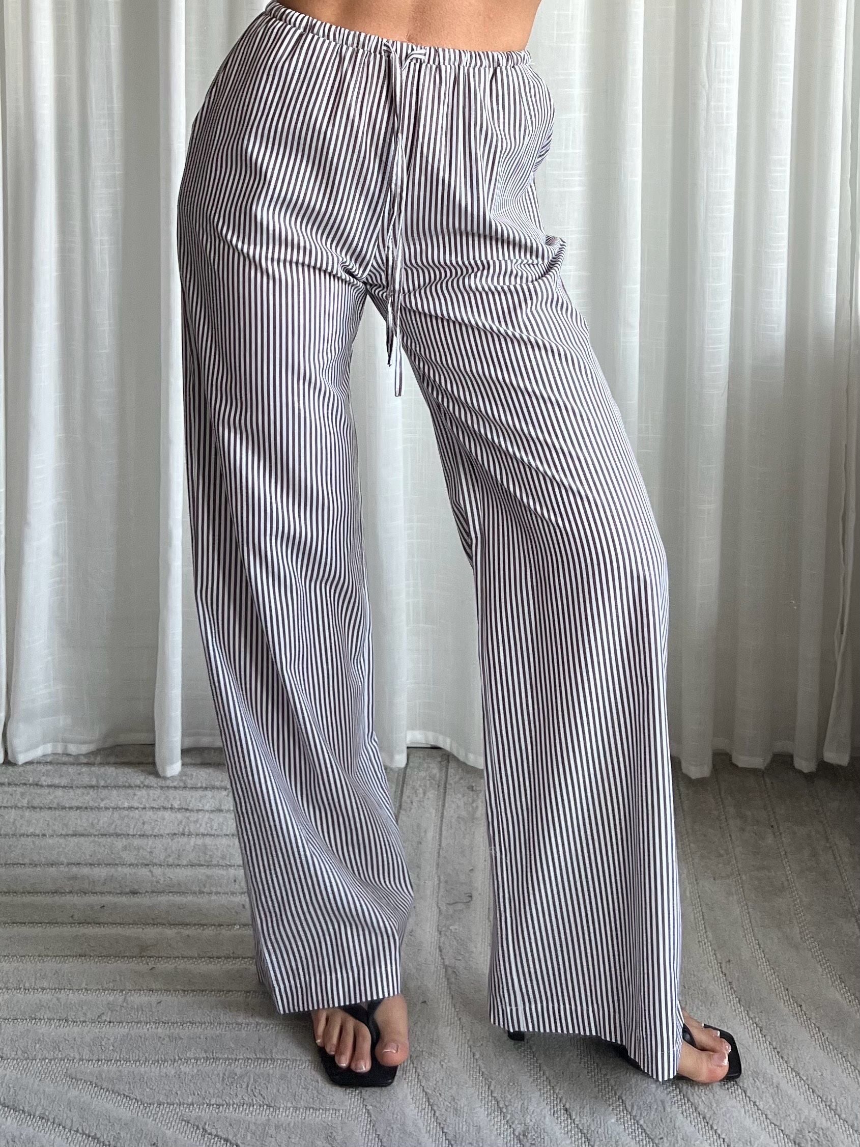 Linnen pants striped brown