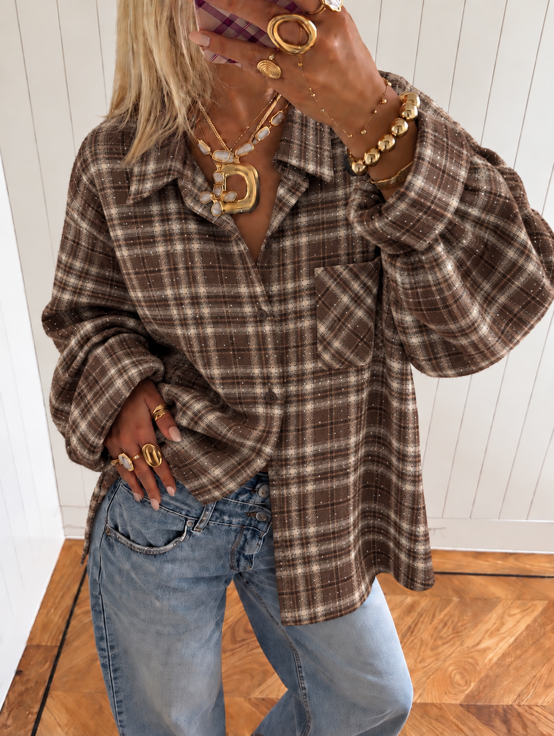 Luna sparkle blouse - brown