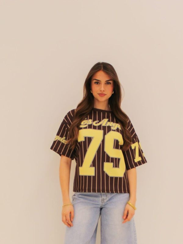 Faya Baseball shirt brown yellow