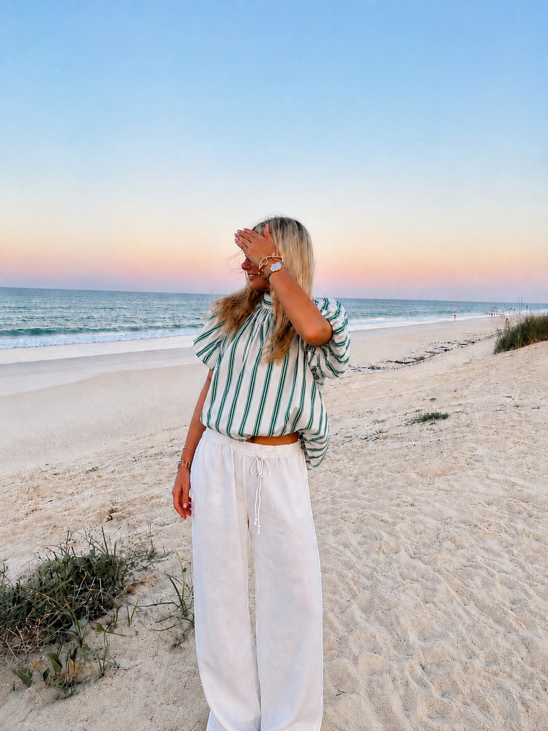 Stripe blouse groen wit