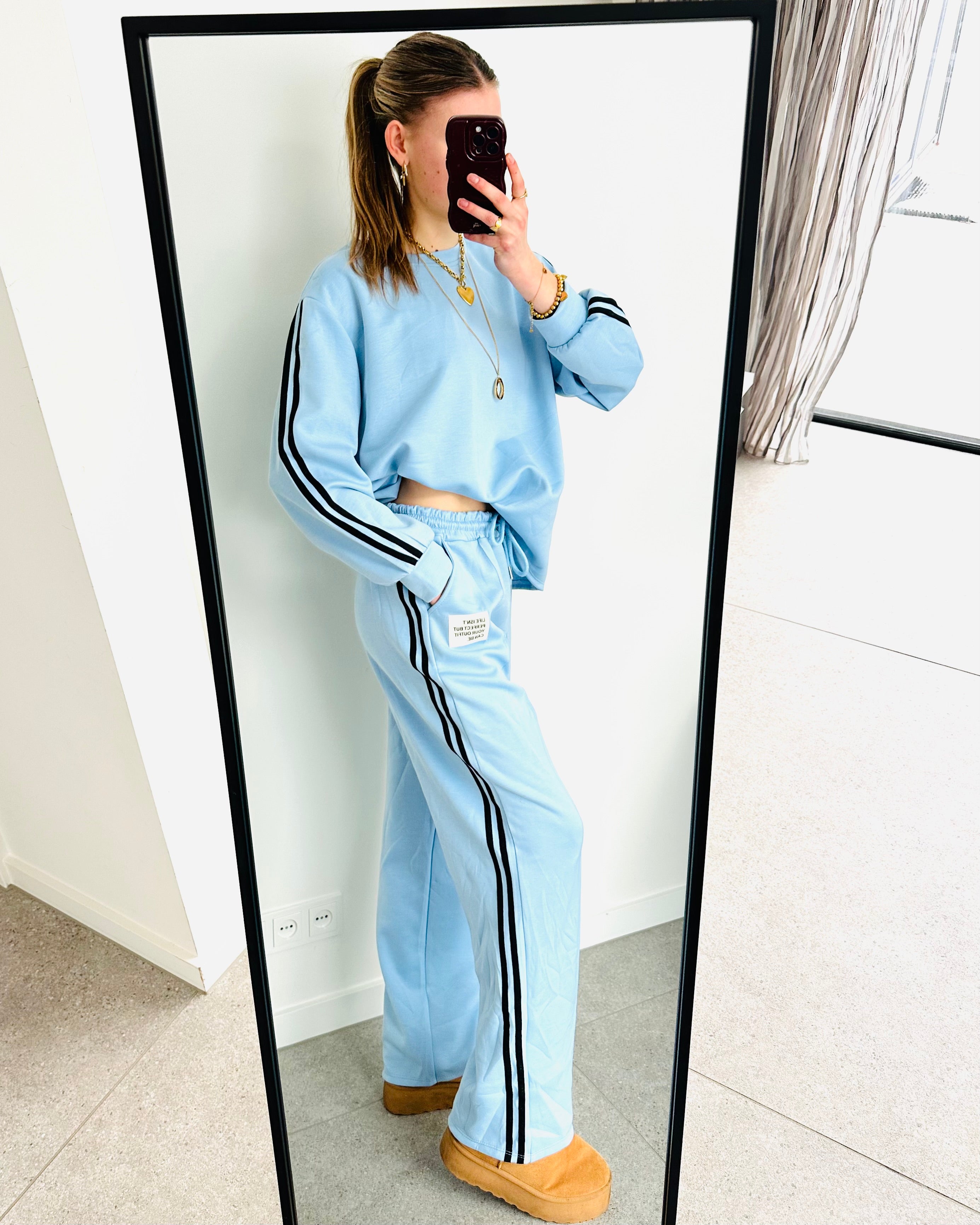 Oversized amy set stripe blauw