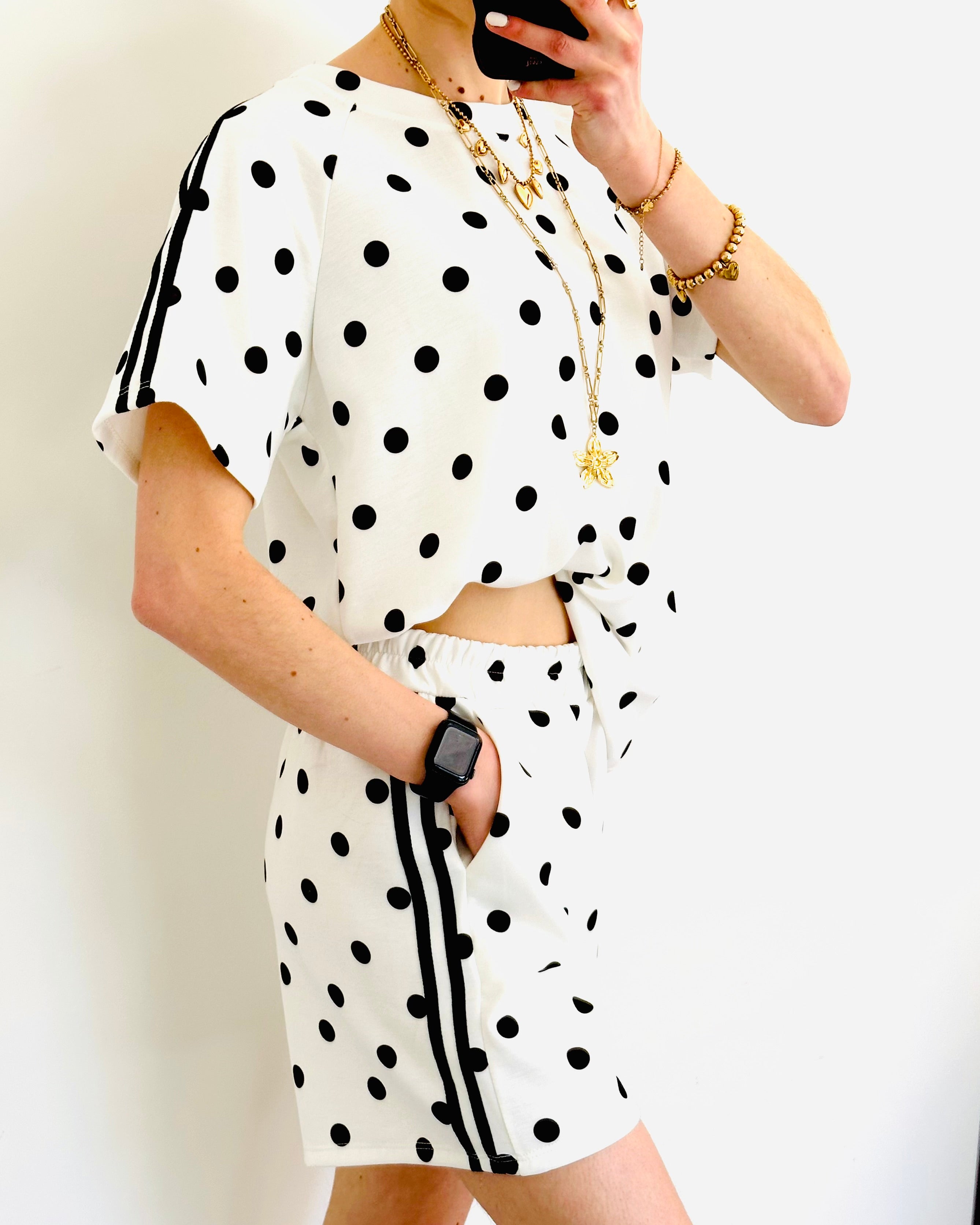 Limited oversized polka dots amy set white