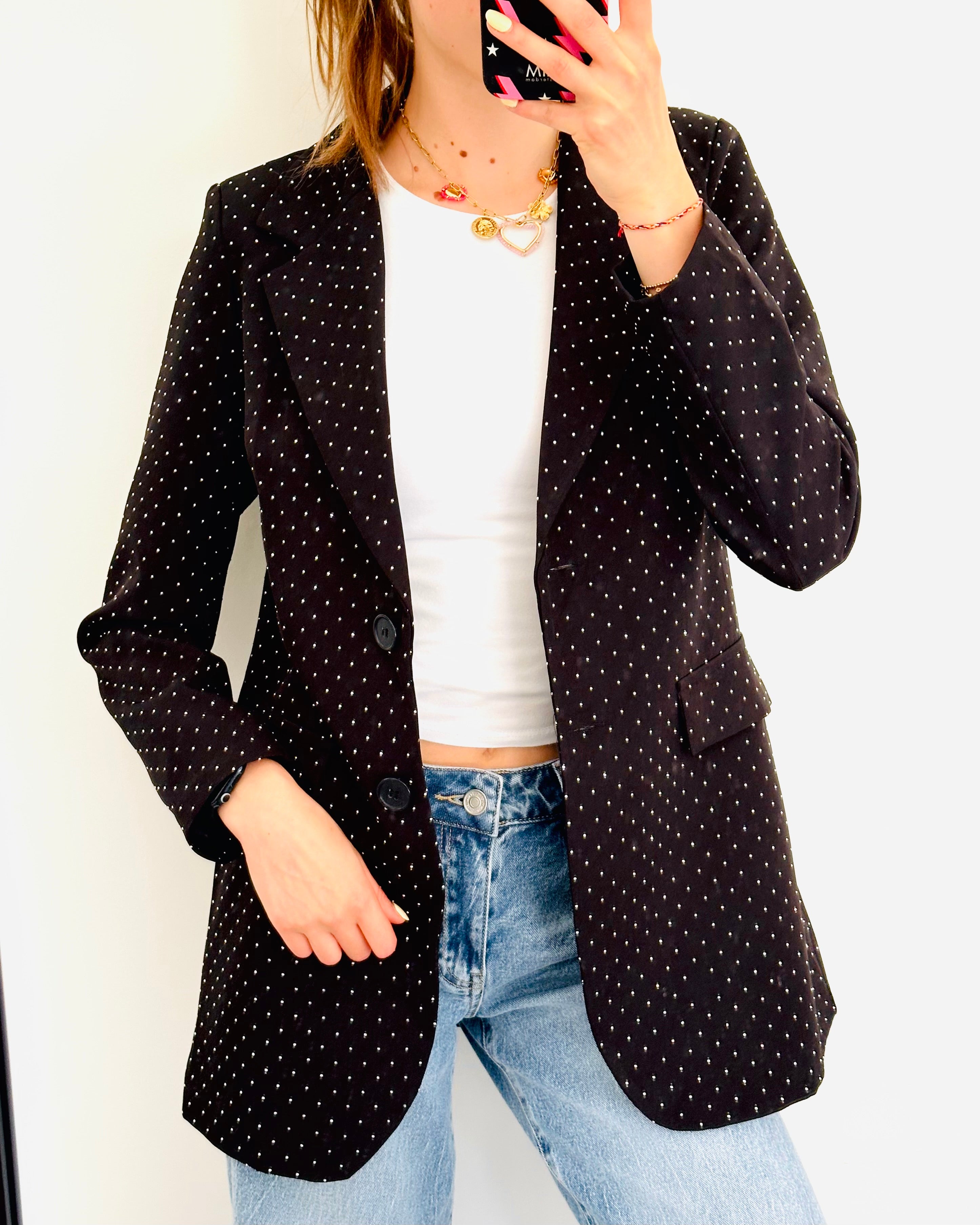 Glitter blazer zwart