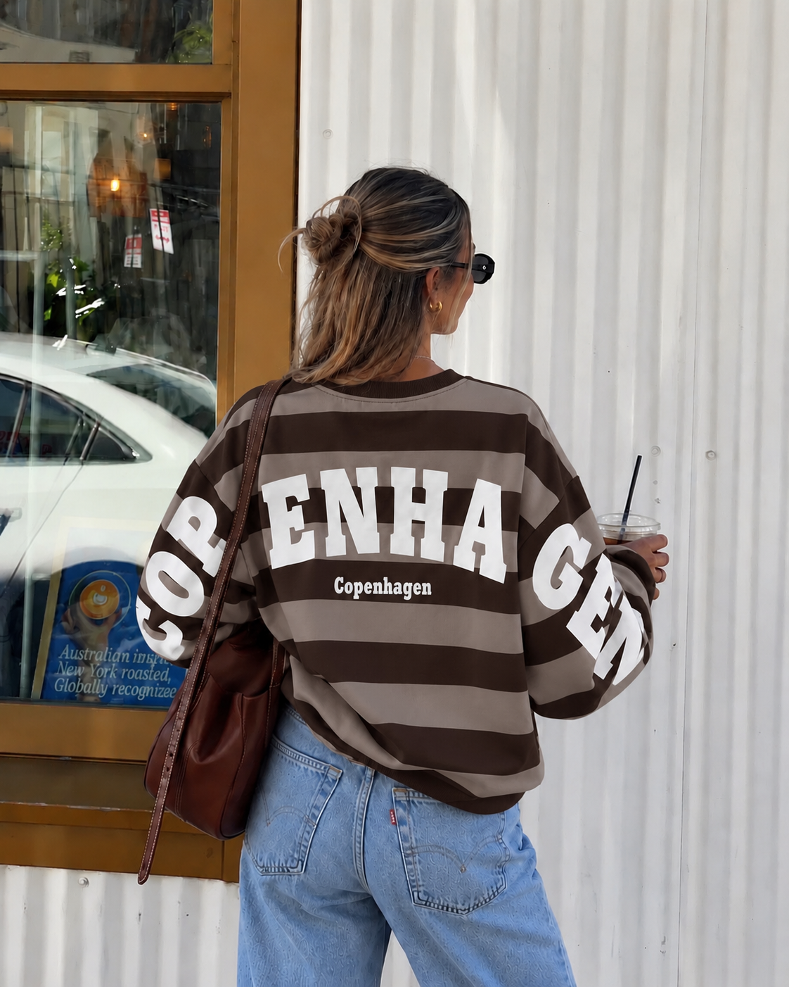 Copenhagen sweater taupe wit