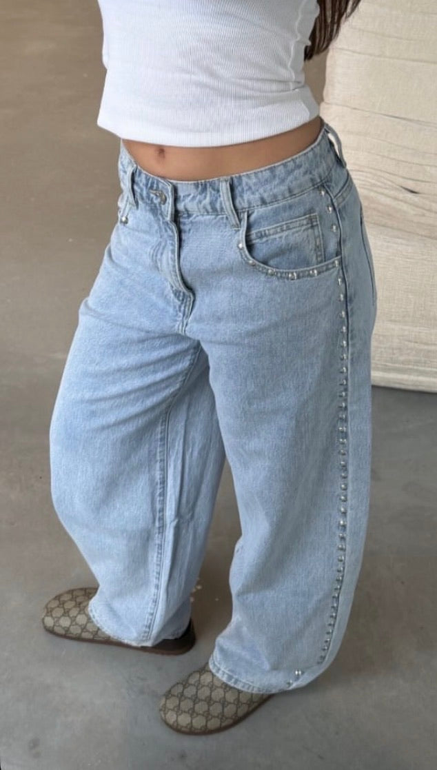 Studs straight leg jeans blue