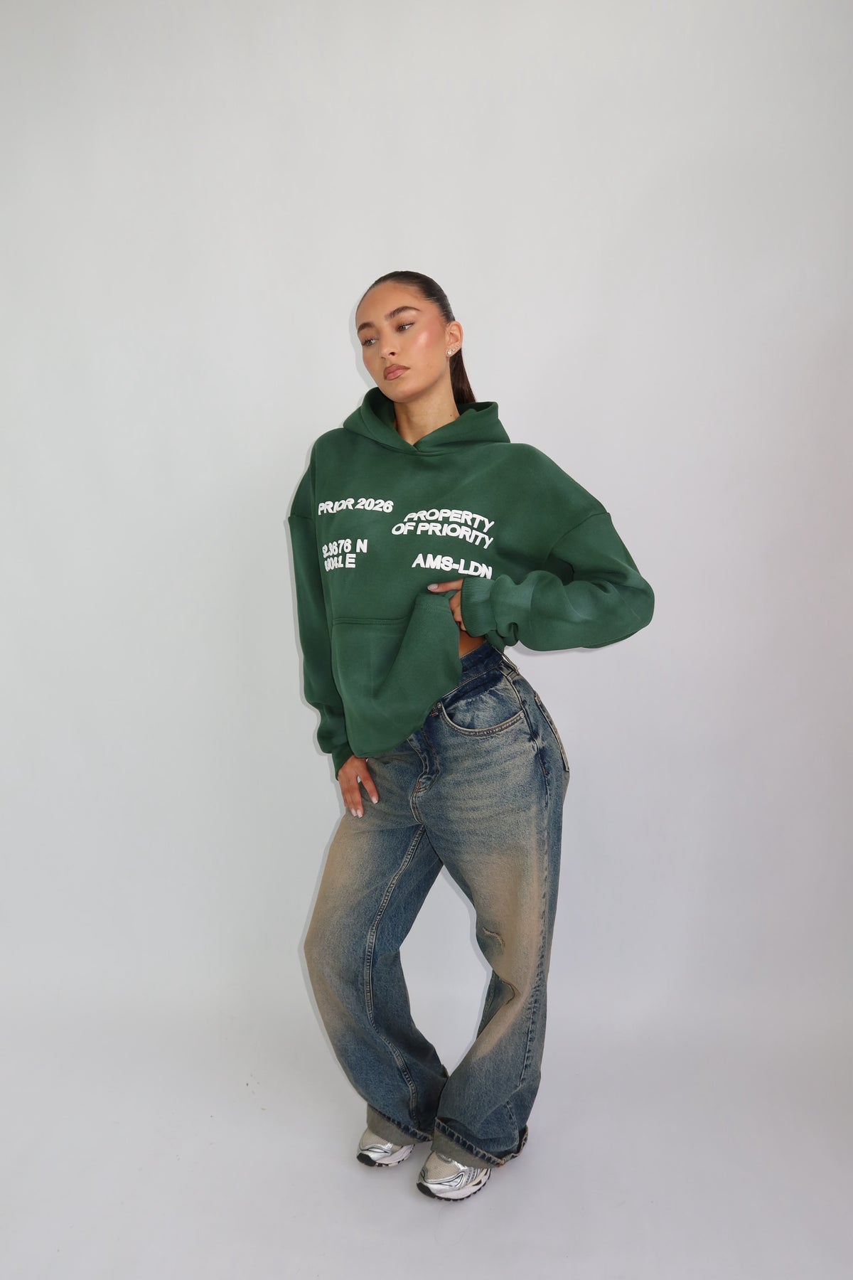 Priority hoodie ~ cloud green