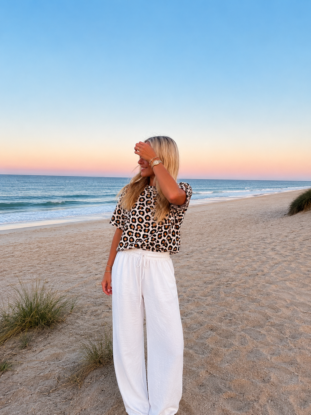 Soft fit top leopard