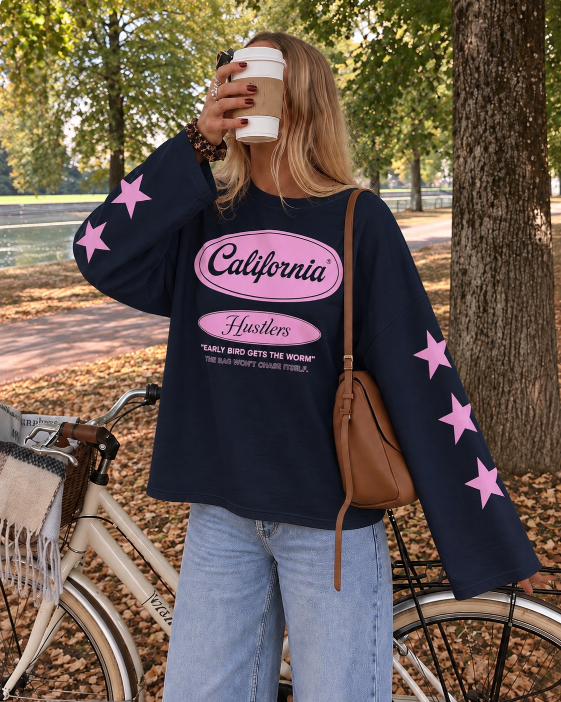 California sweatshirt navy pink