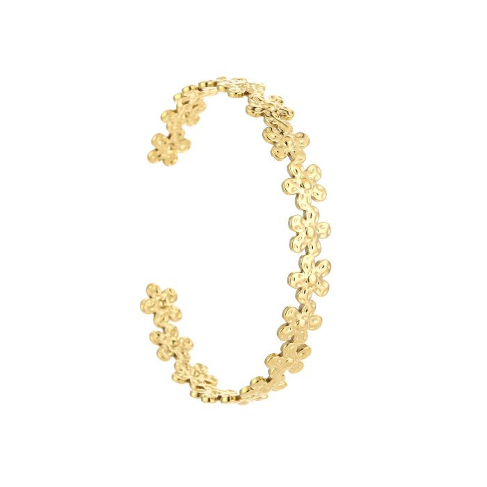 Flower bangle armband goud