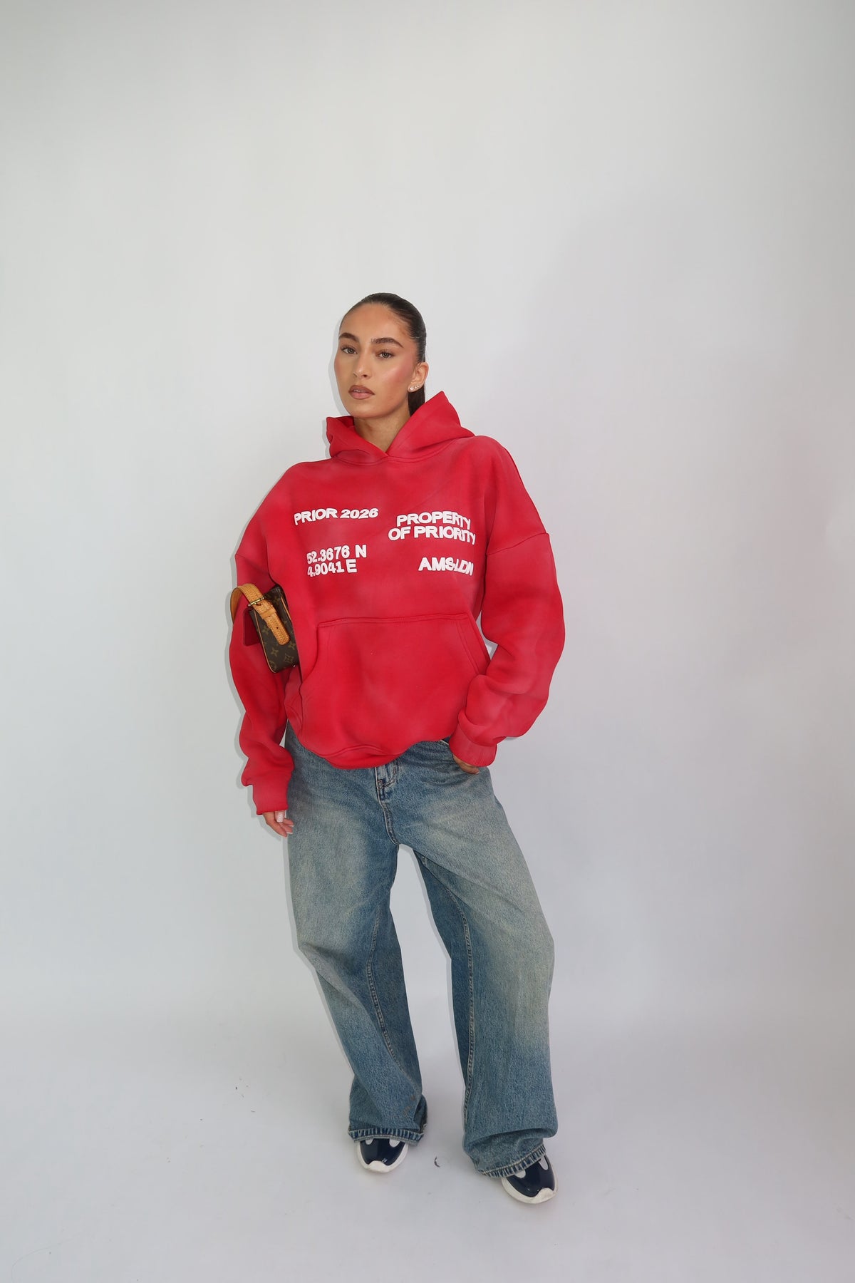 Priority hoodie ~ cloud red