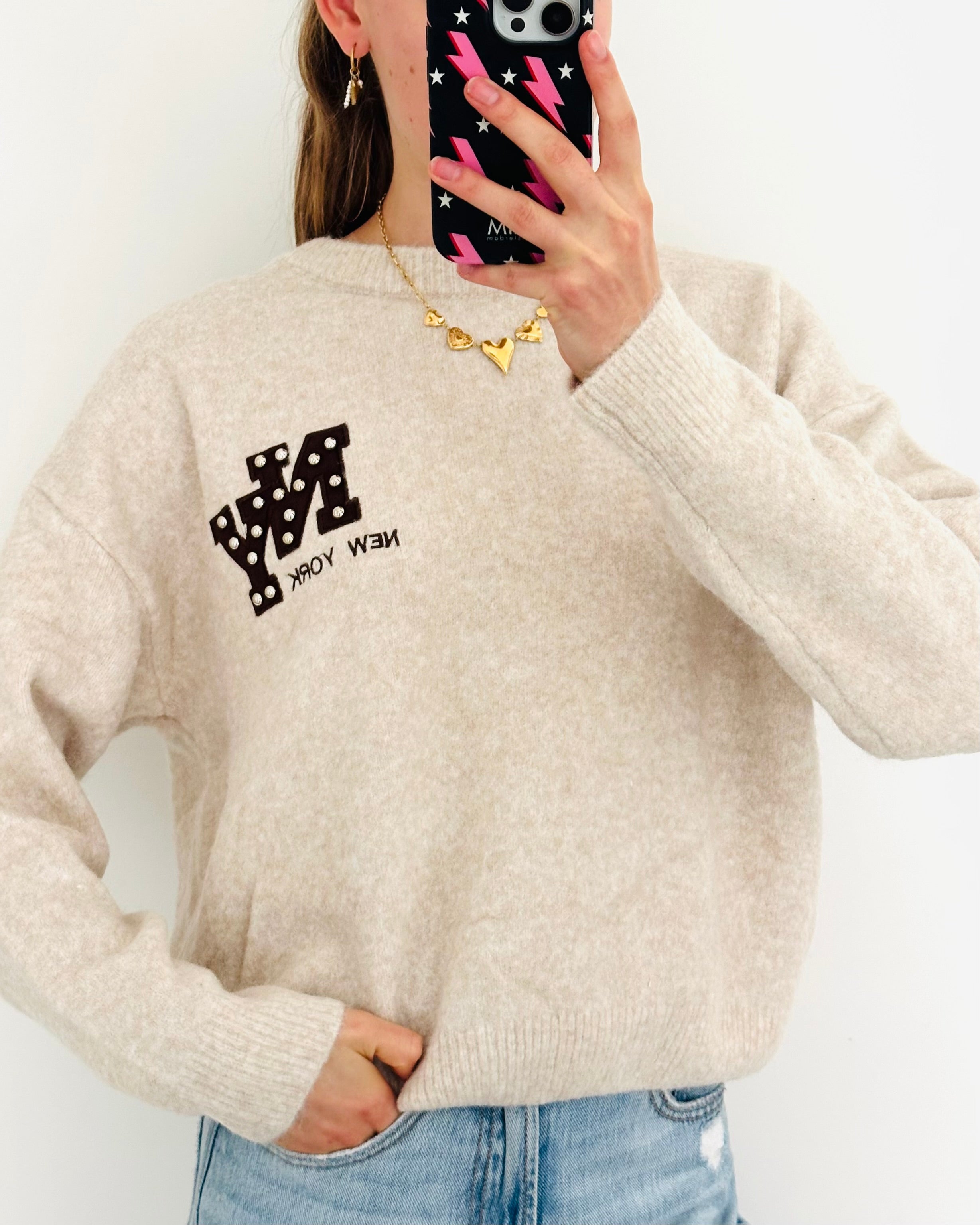 LIMITED New York trui studs brown