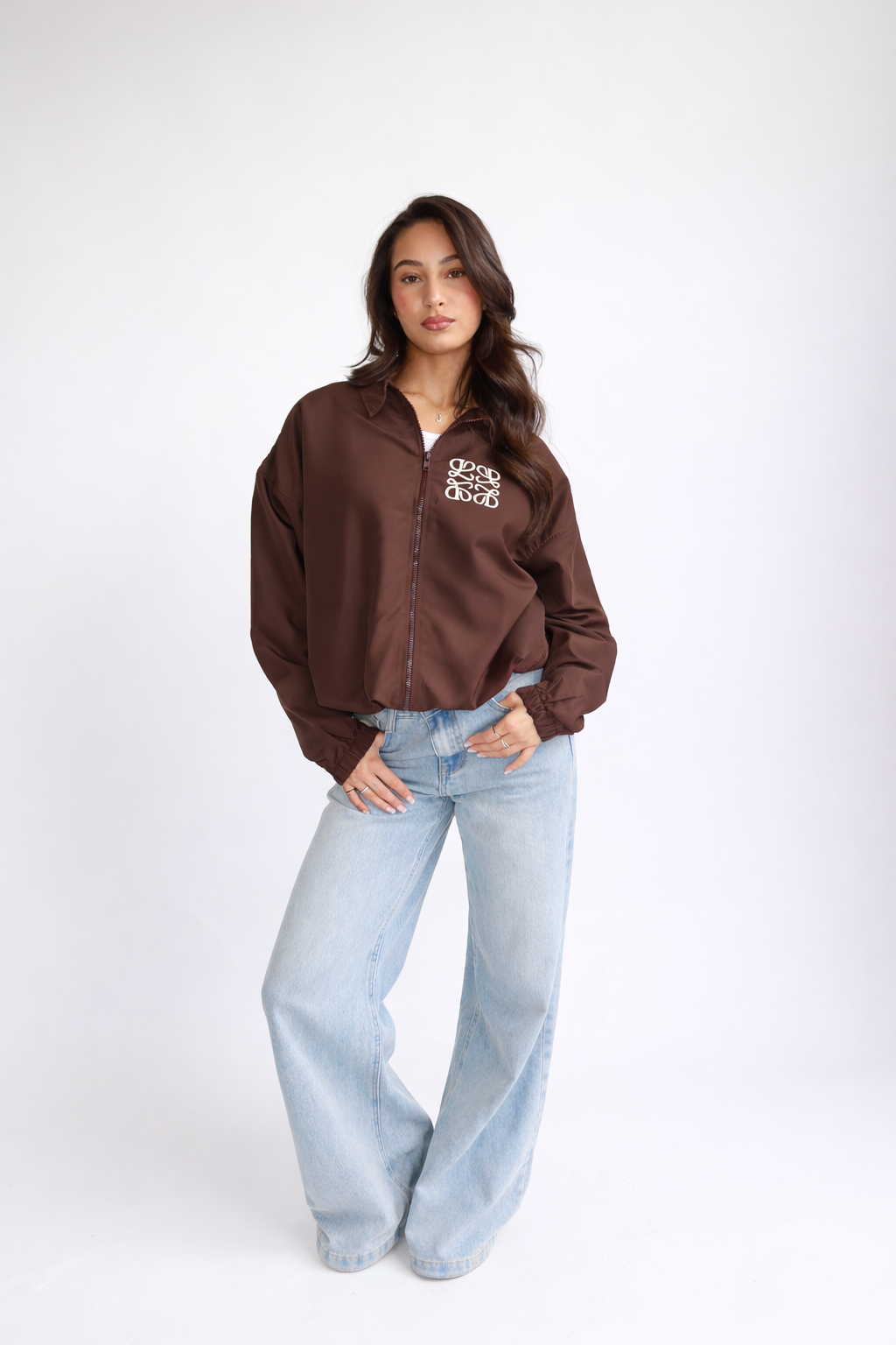 Monogram windjacket brown