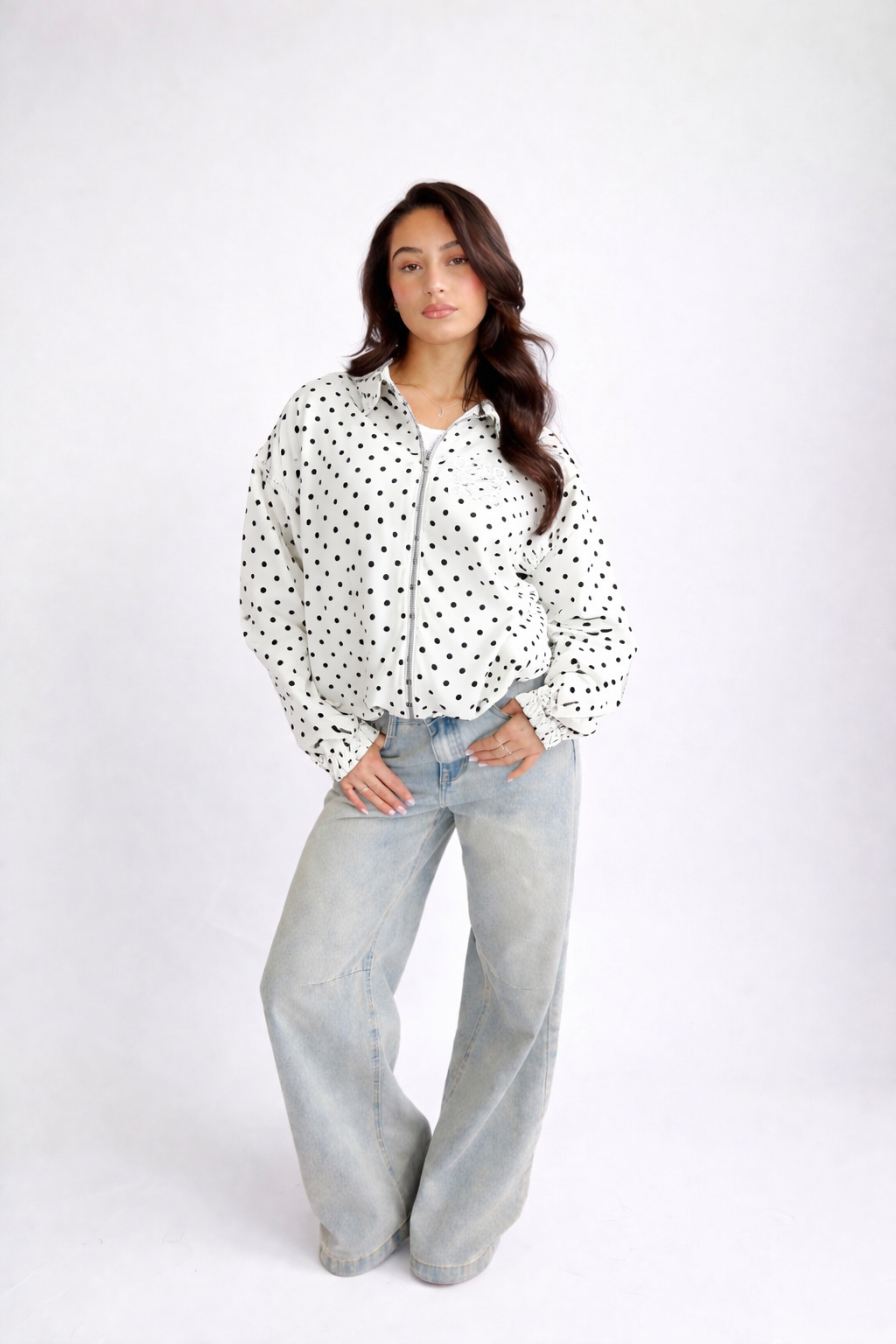 Limited polka dots jacket white