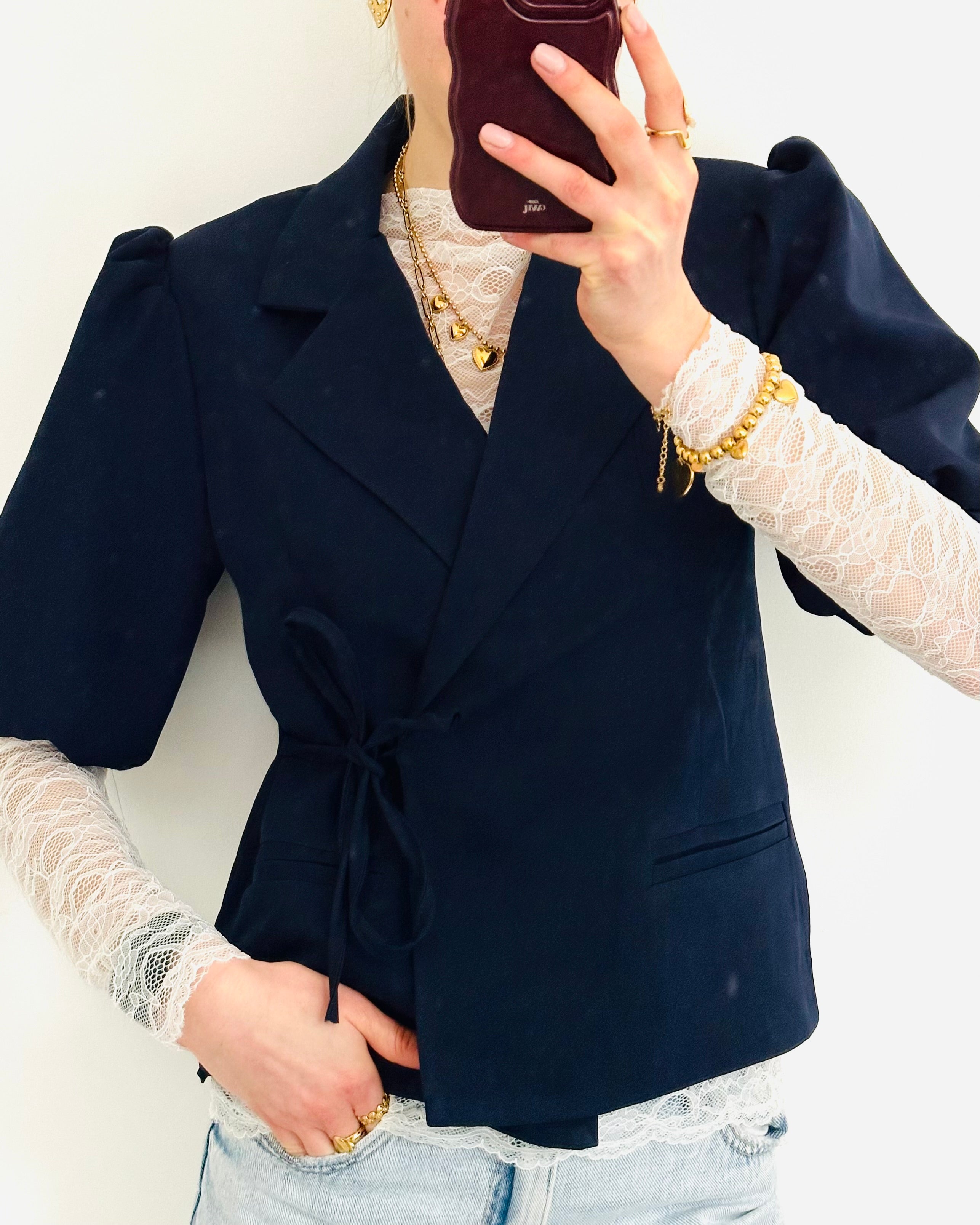 Elin wrap blazer navy