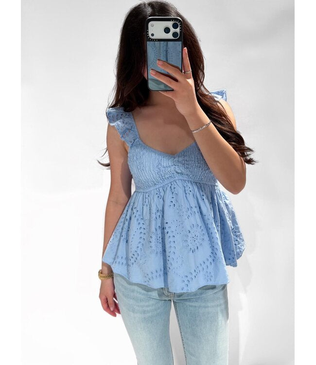 Sunny top lace blauw