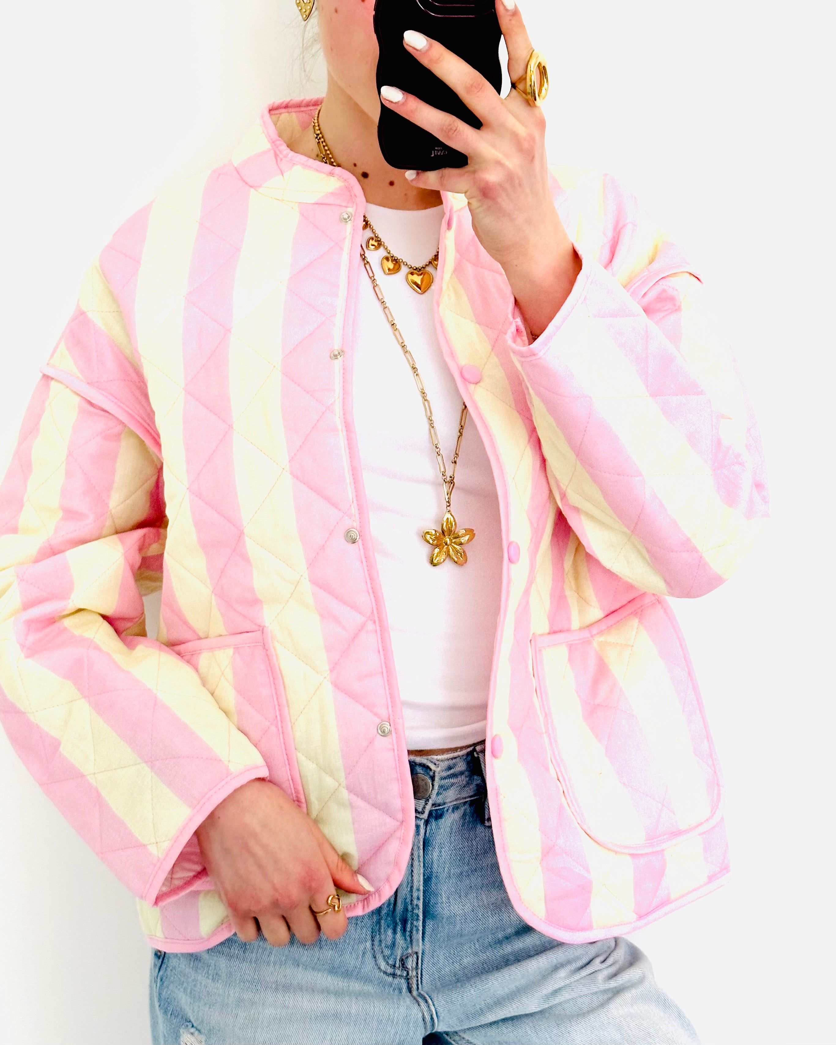 Stripe jacket pink yellow