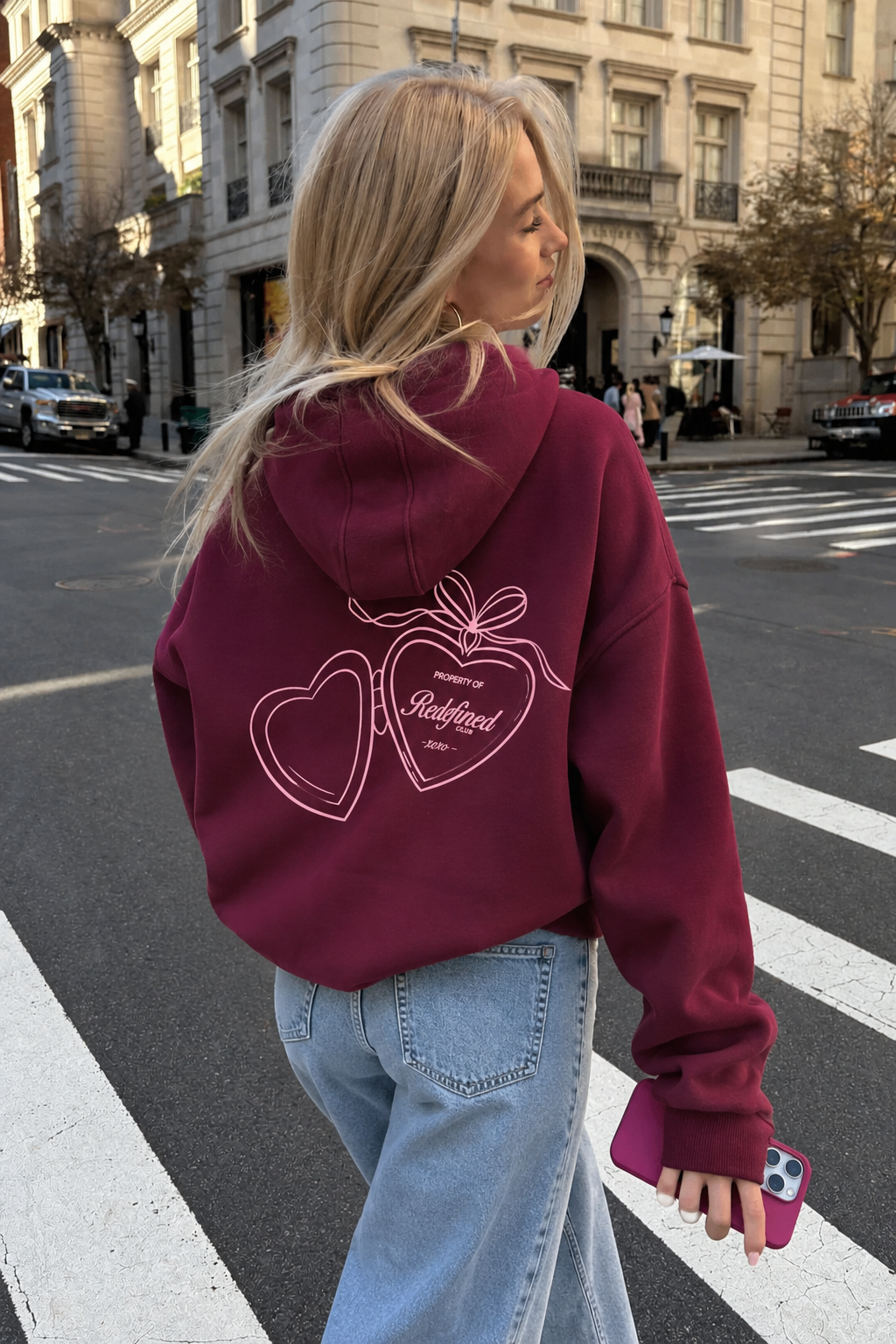 Redefined hoodie burgundy pink