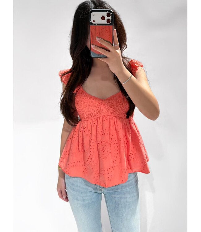 Sunny top lace coral