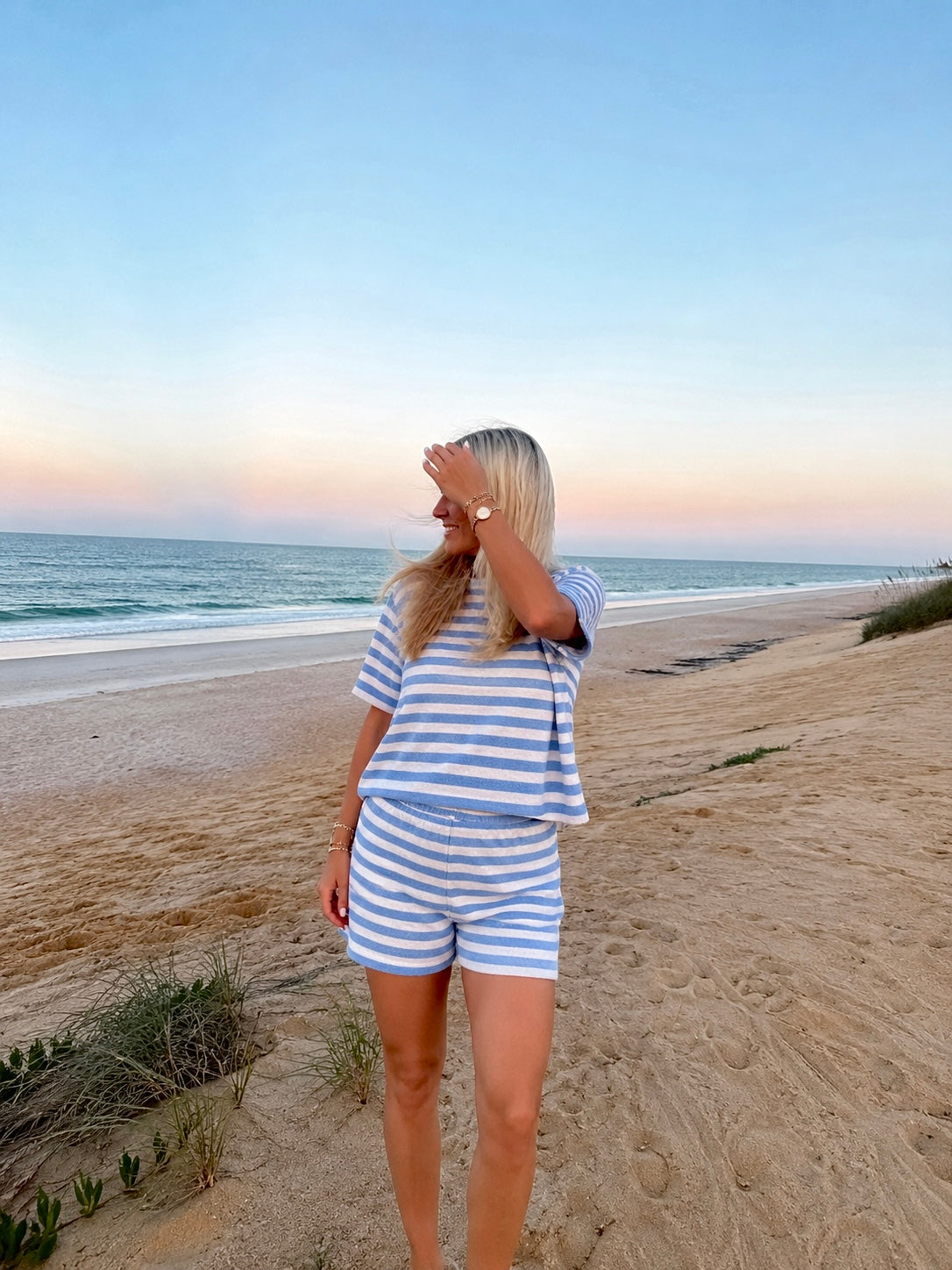 Beach set striped denim white