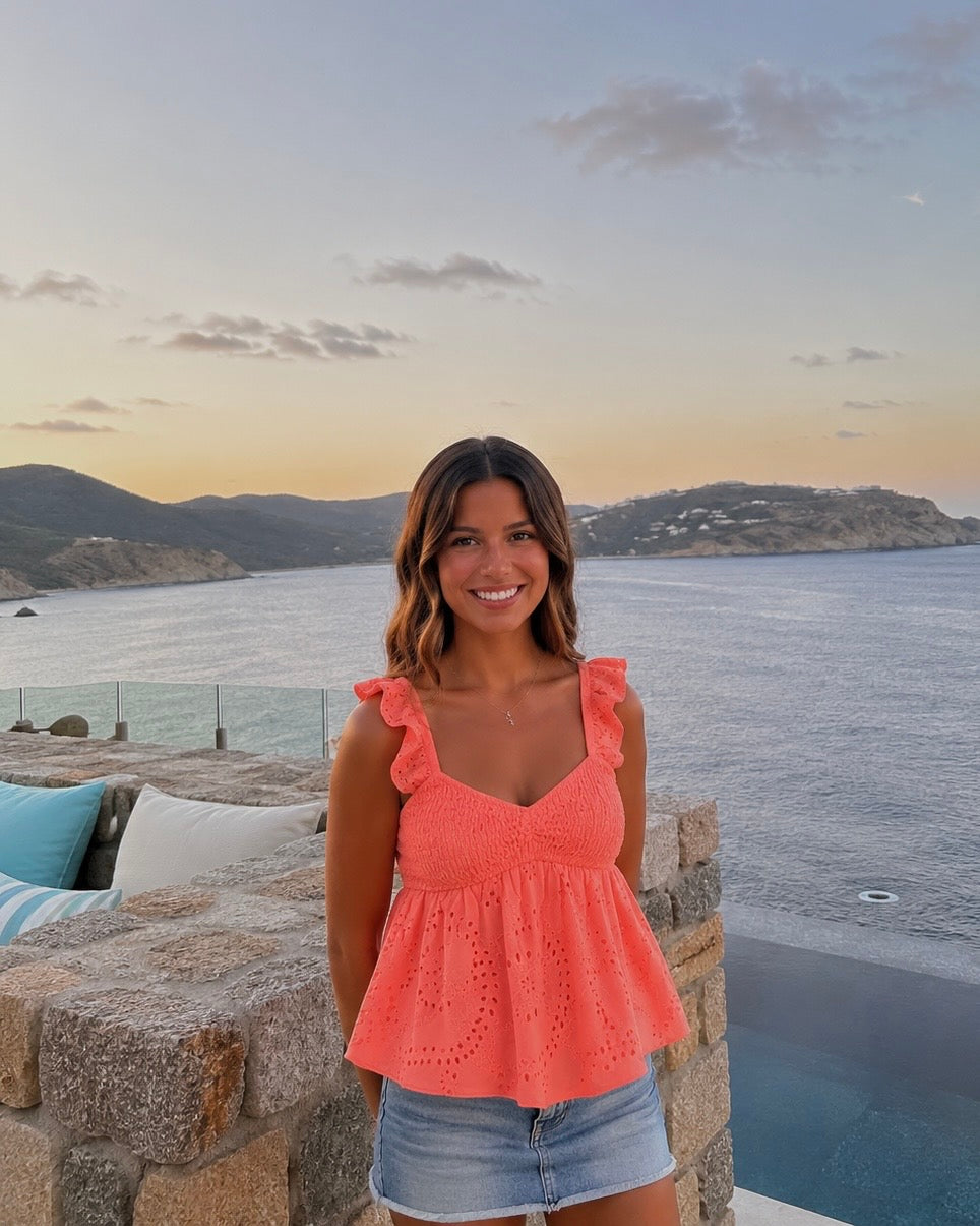 Sunny top lace coral