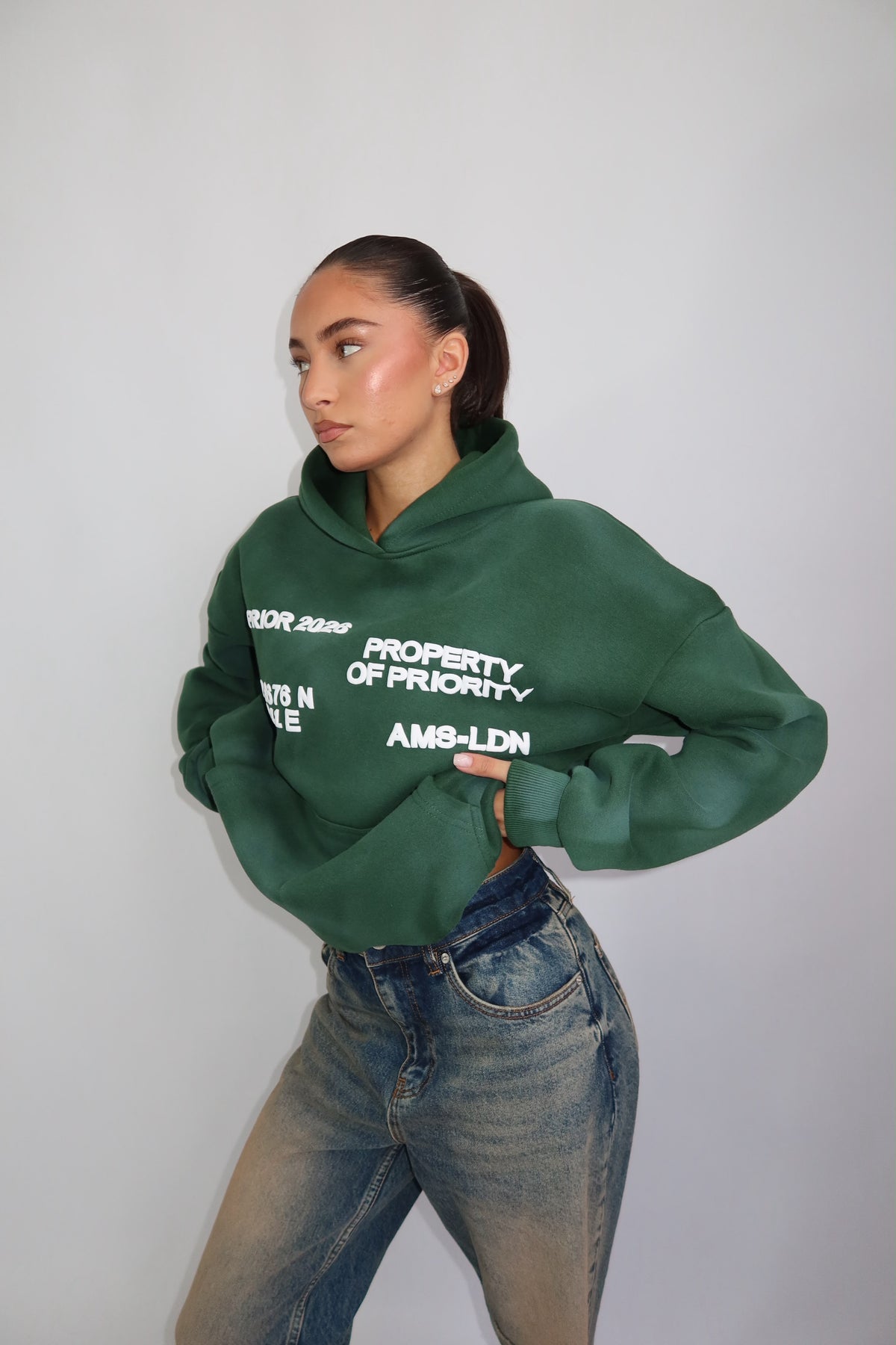Priority hoodie ~ cloud green
