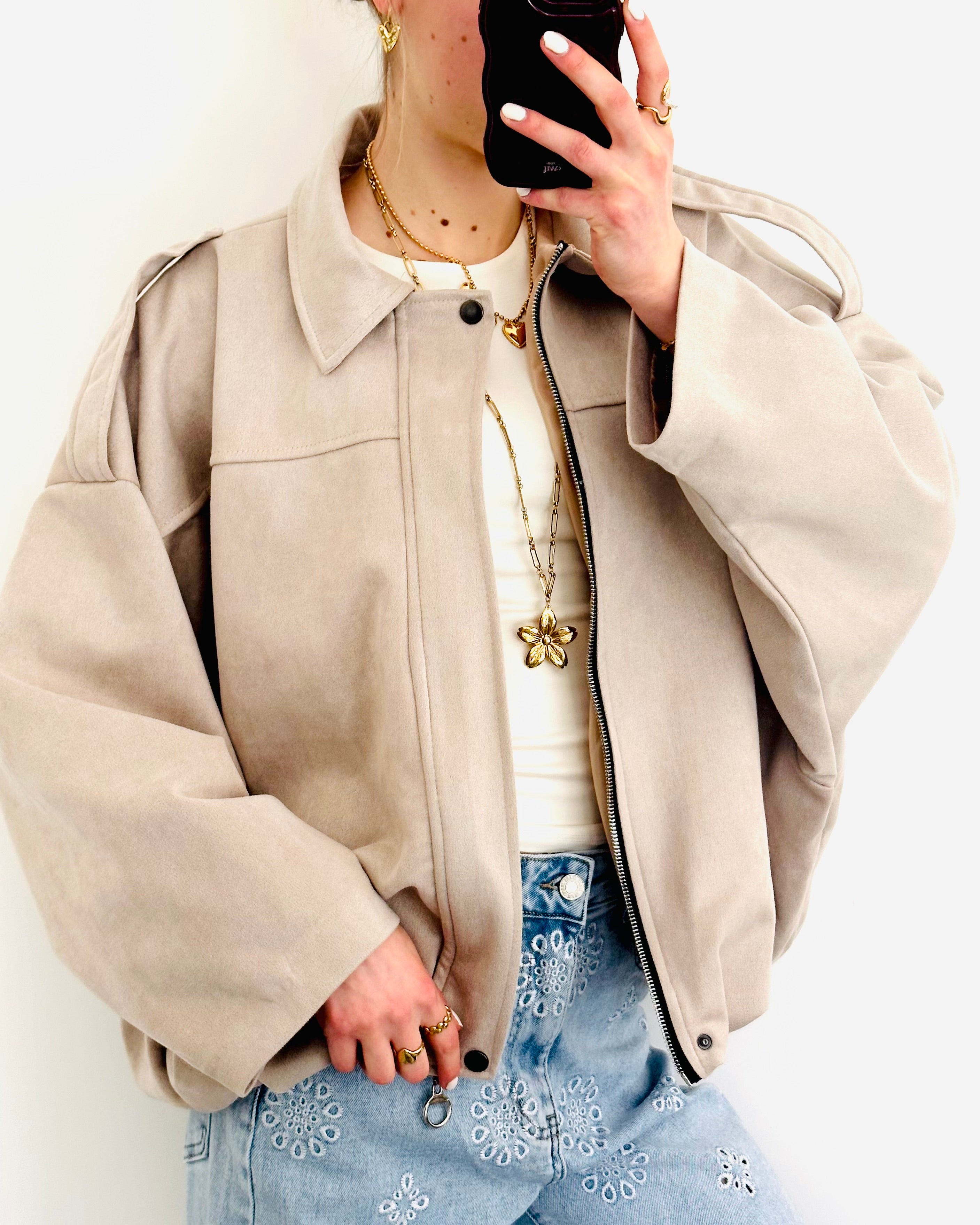 Spring jacket suède beige