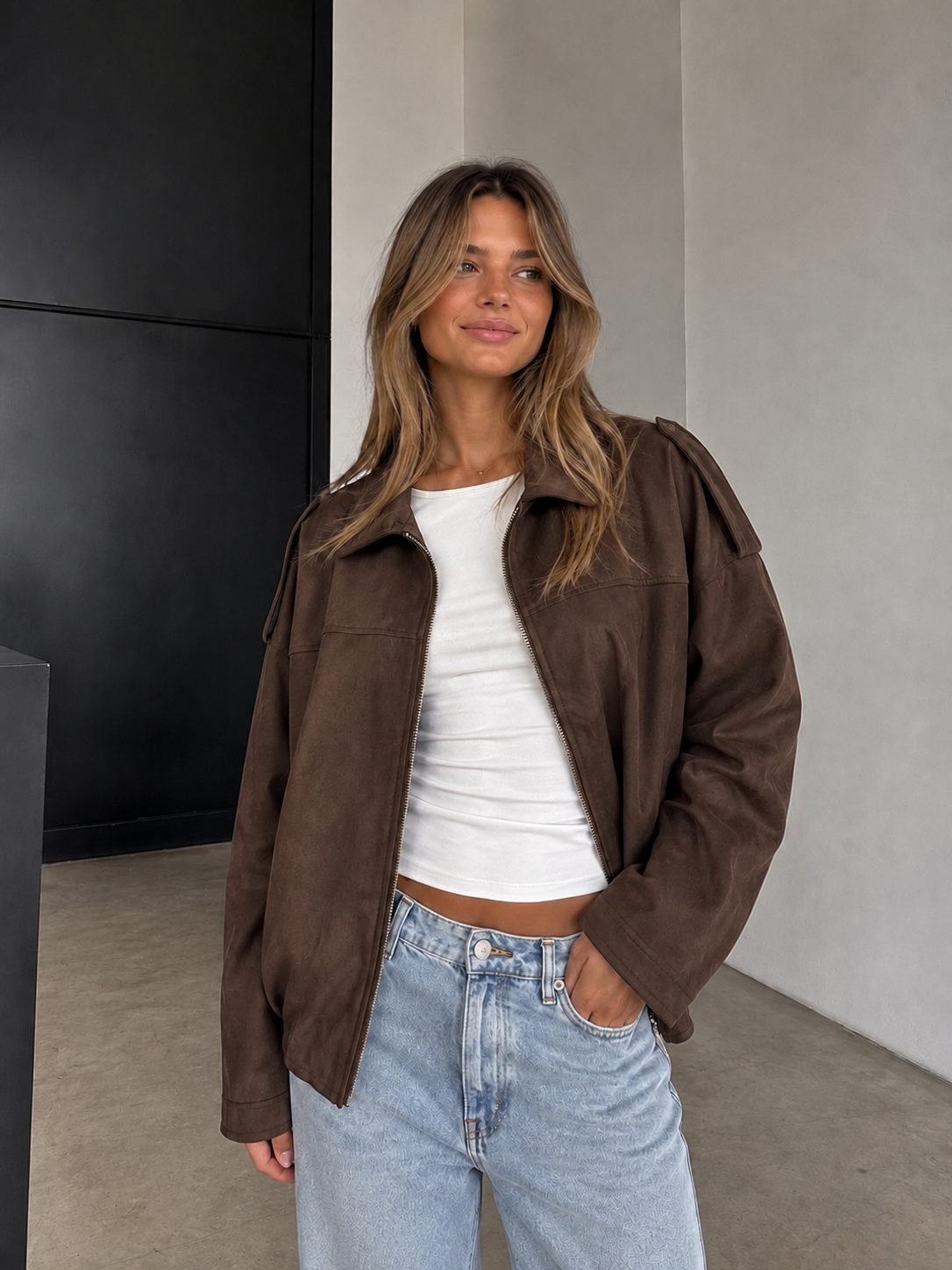 Spring jacket suède Brown