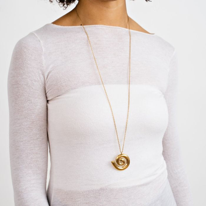 Swirl ketting goud lang