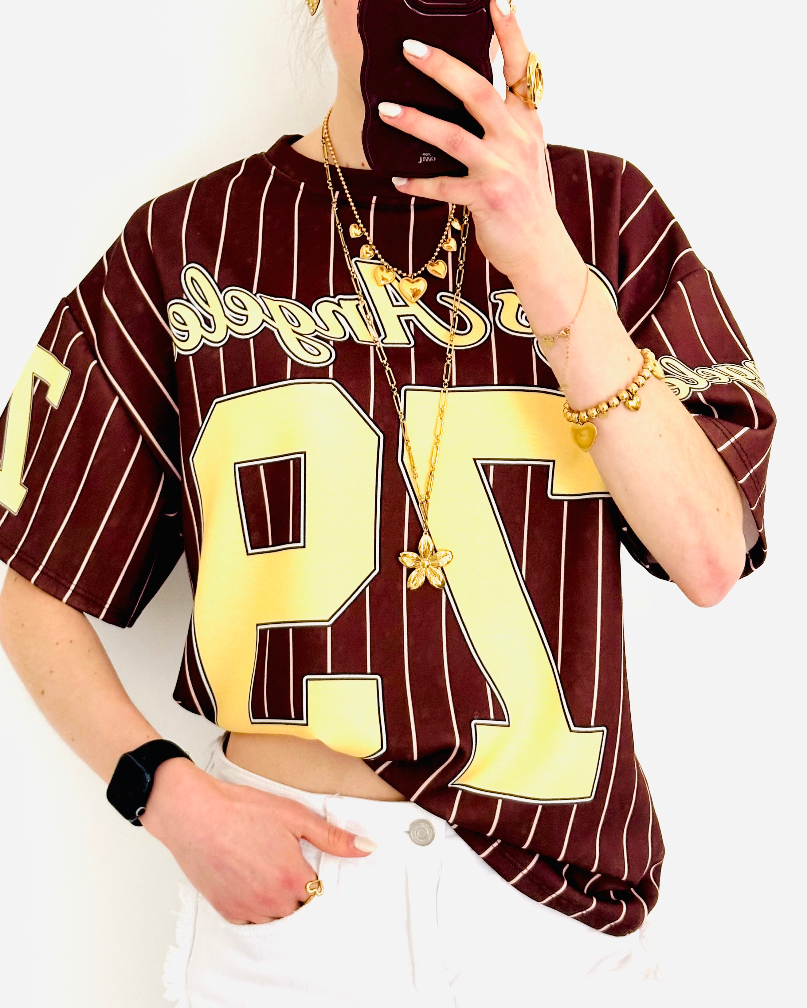Faya Baseball shirt brown yellow